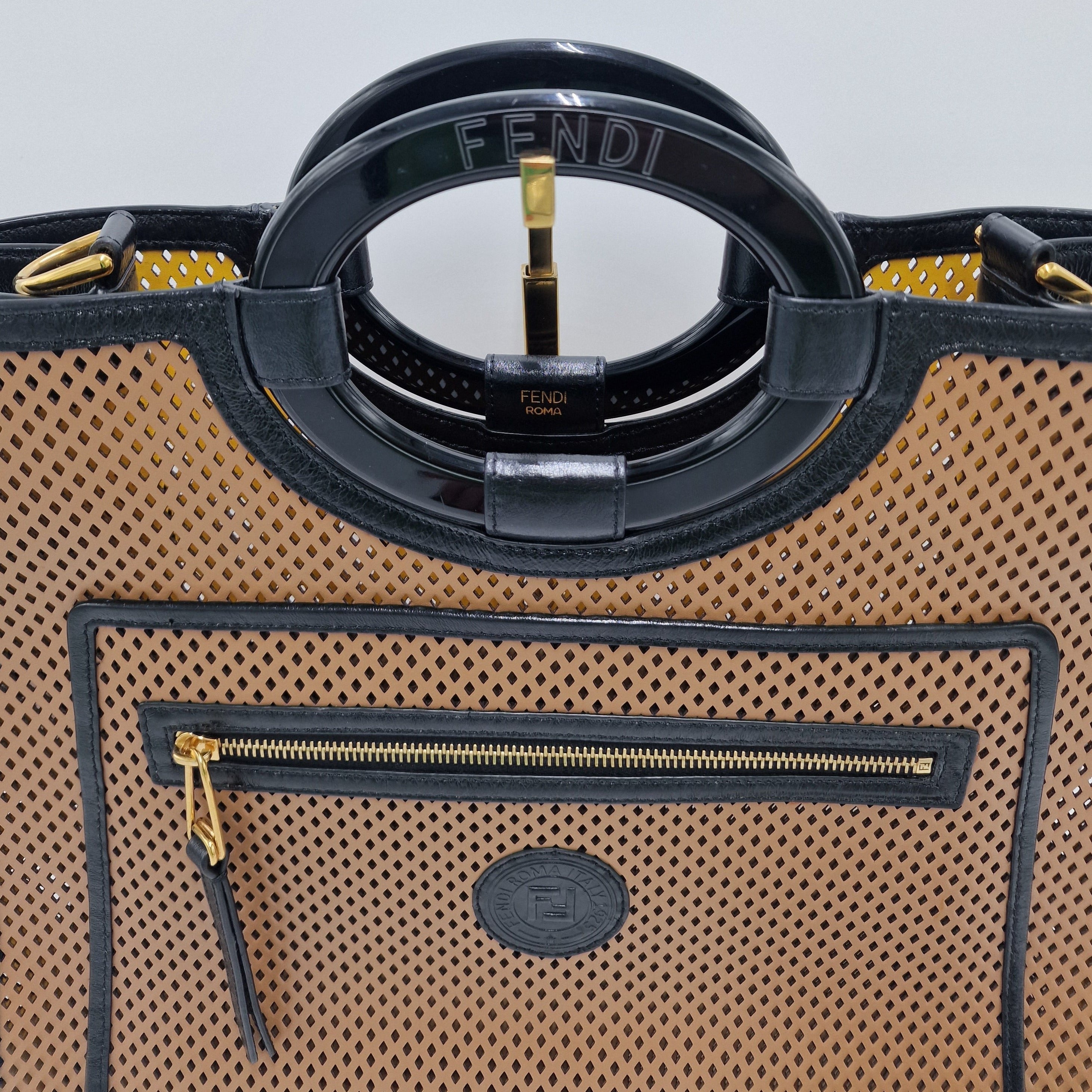 Fendi Medium Runaway Perforated Leather Shopper