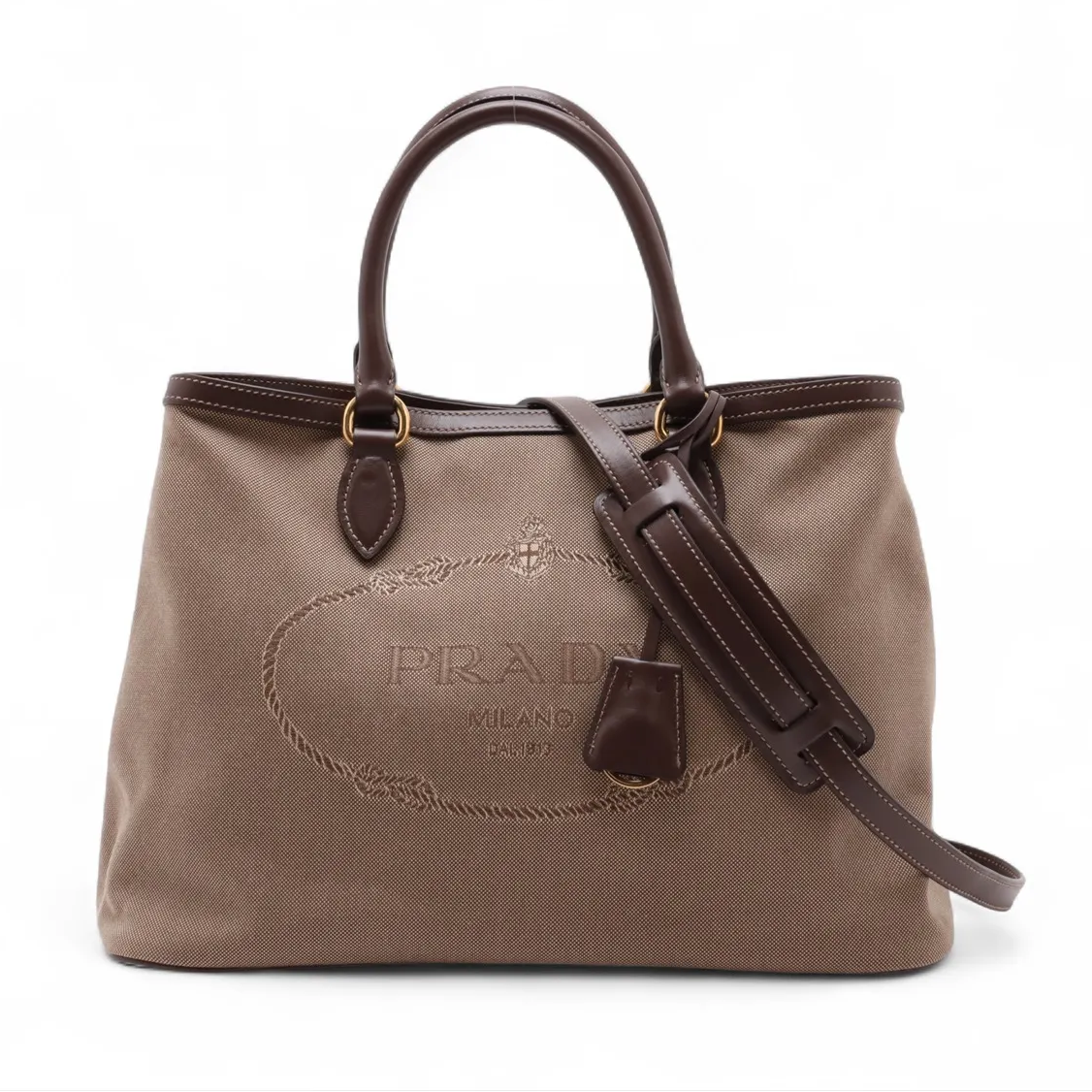Prada Logo Canvas Tote