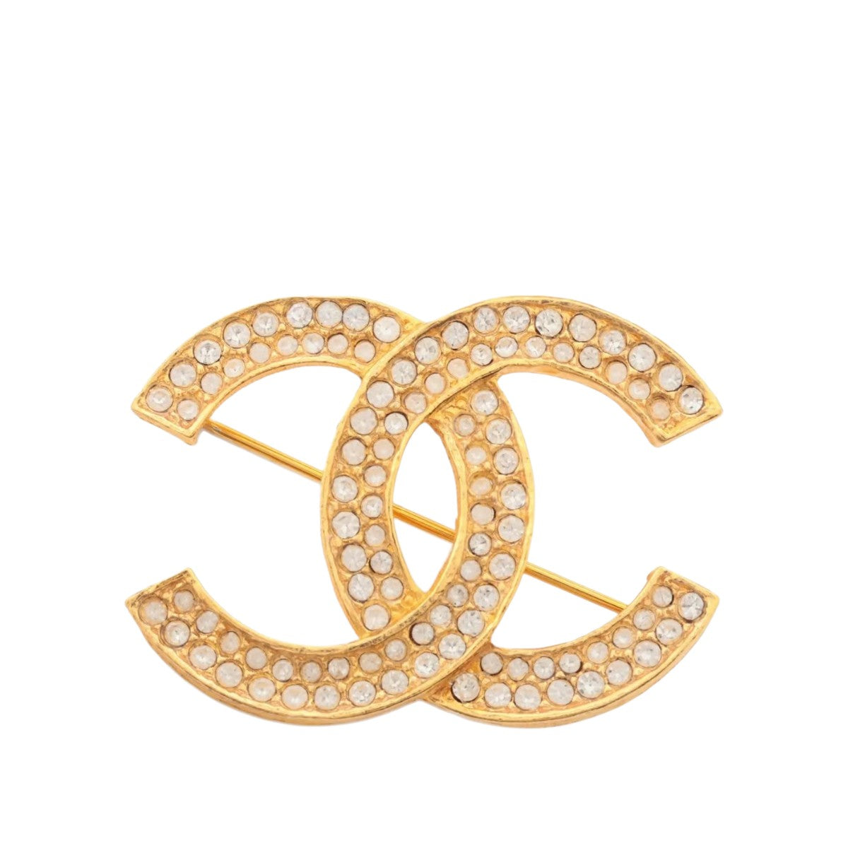 Chanel Strass Gold Gold CC Brooch