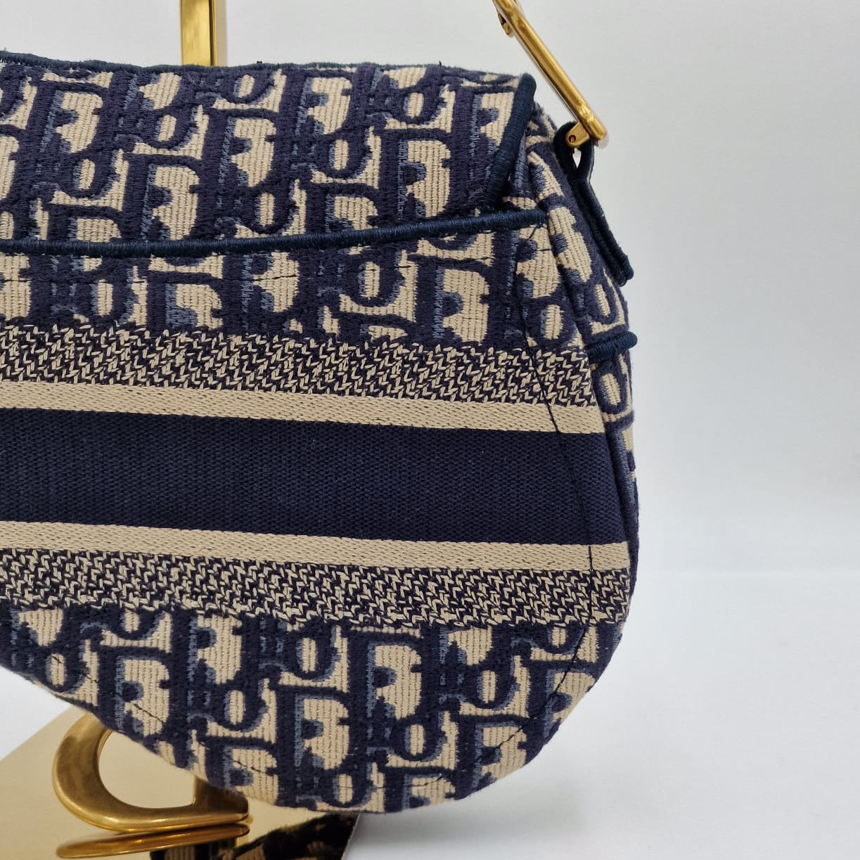 Dior Saddle Bag Blue Oblique Embroidery