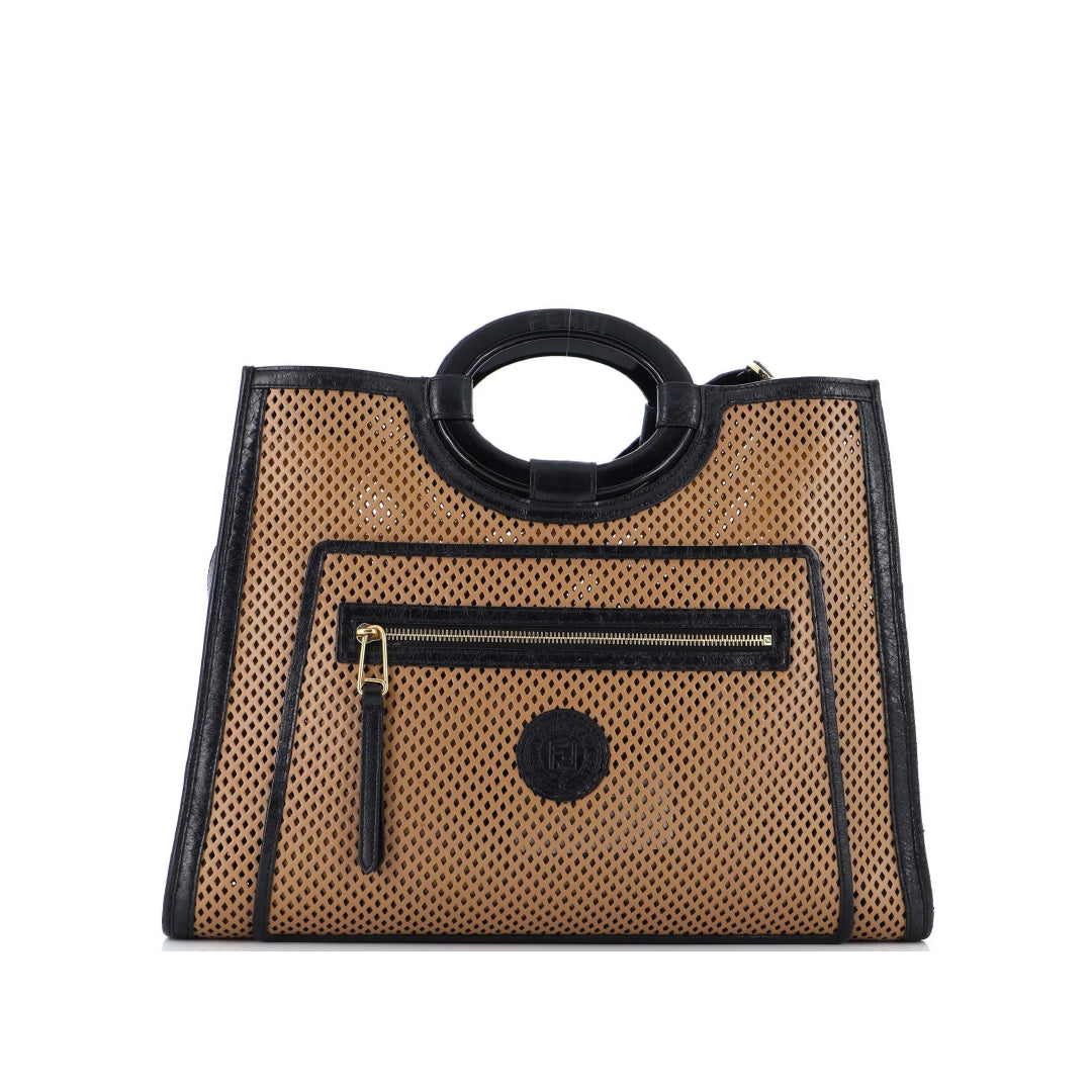 Fendi Medium Runaway Perforated Leather Shopper