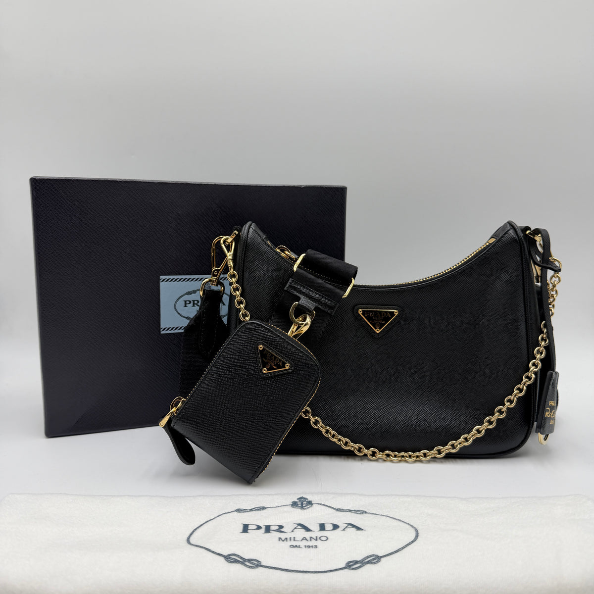 Bolso Prada Reedición 2005 De Piel Saffiano Negro