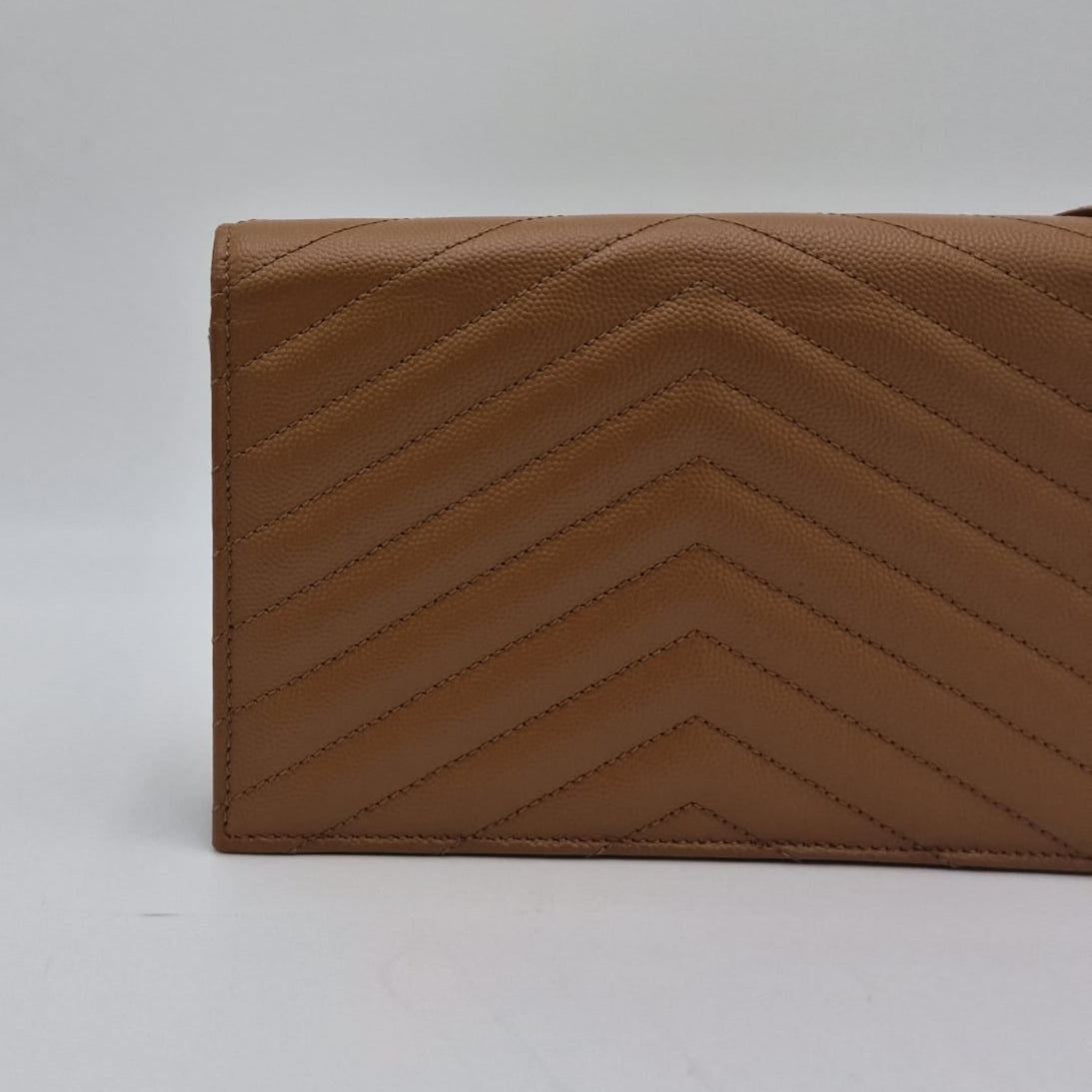 Saint Laurent Cassandre Matelassé Chain Wallet Beige