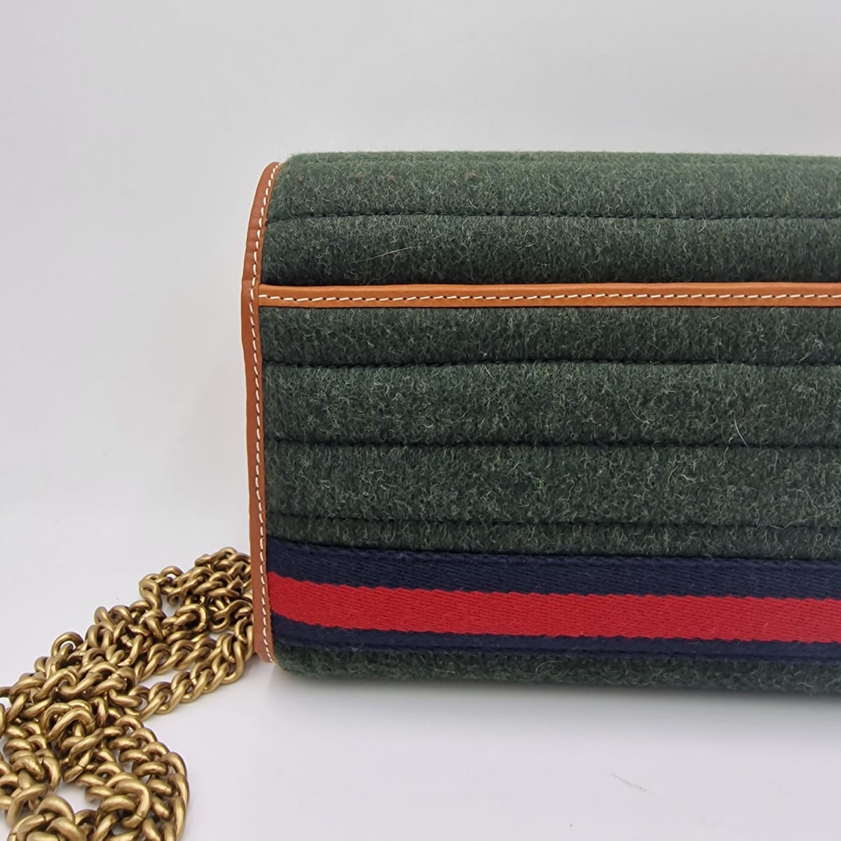 Gucci GG Marmont Striped Wool and Leather