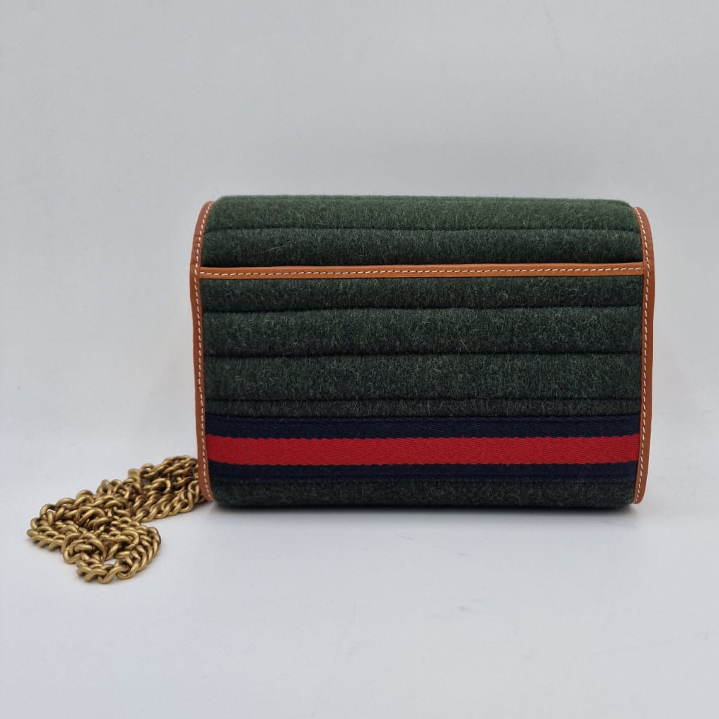 Gucci GG Marmont Striped Wool and Leather