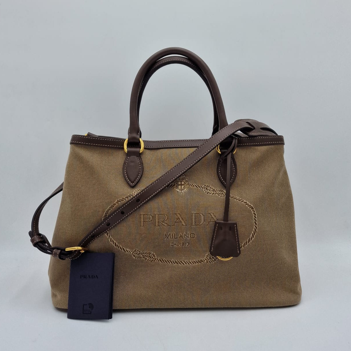 Prada Logo Canvas Tote