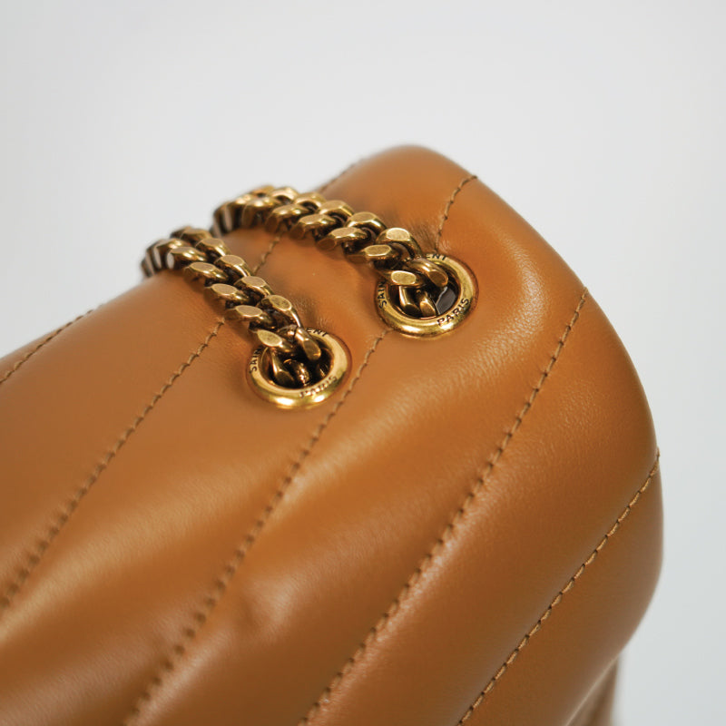 Saint Laurent Loulou Small Leather Bag Dark Naturel