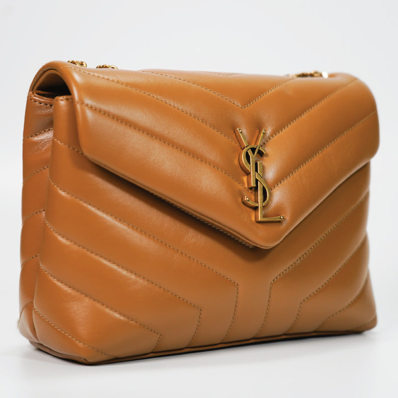 Saint Laurent Loulou Small Leather Bag Dark Naturel