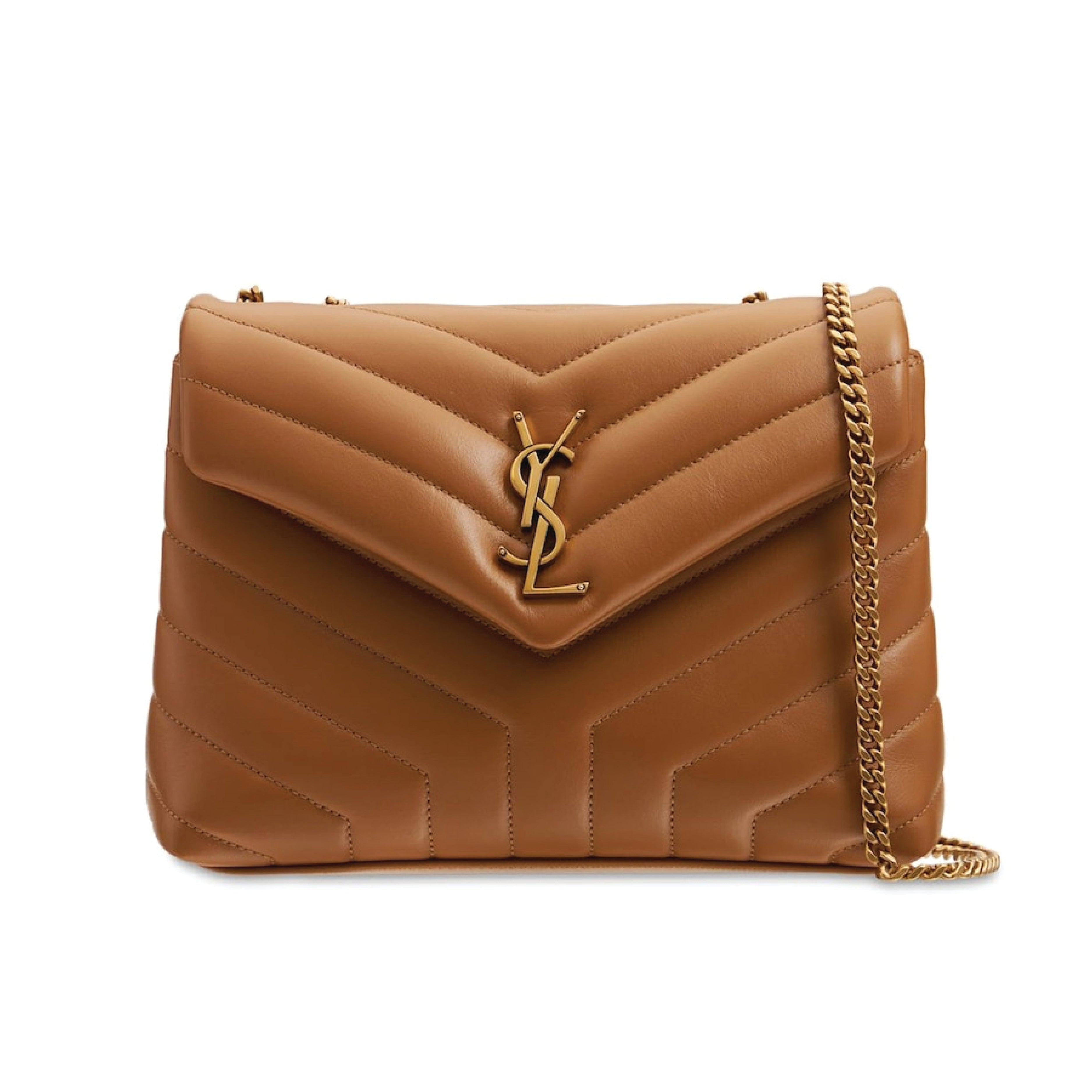 Saint Laurent Loulou Small Leather Bag Dark Naturel