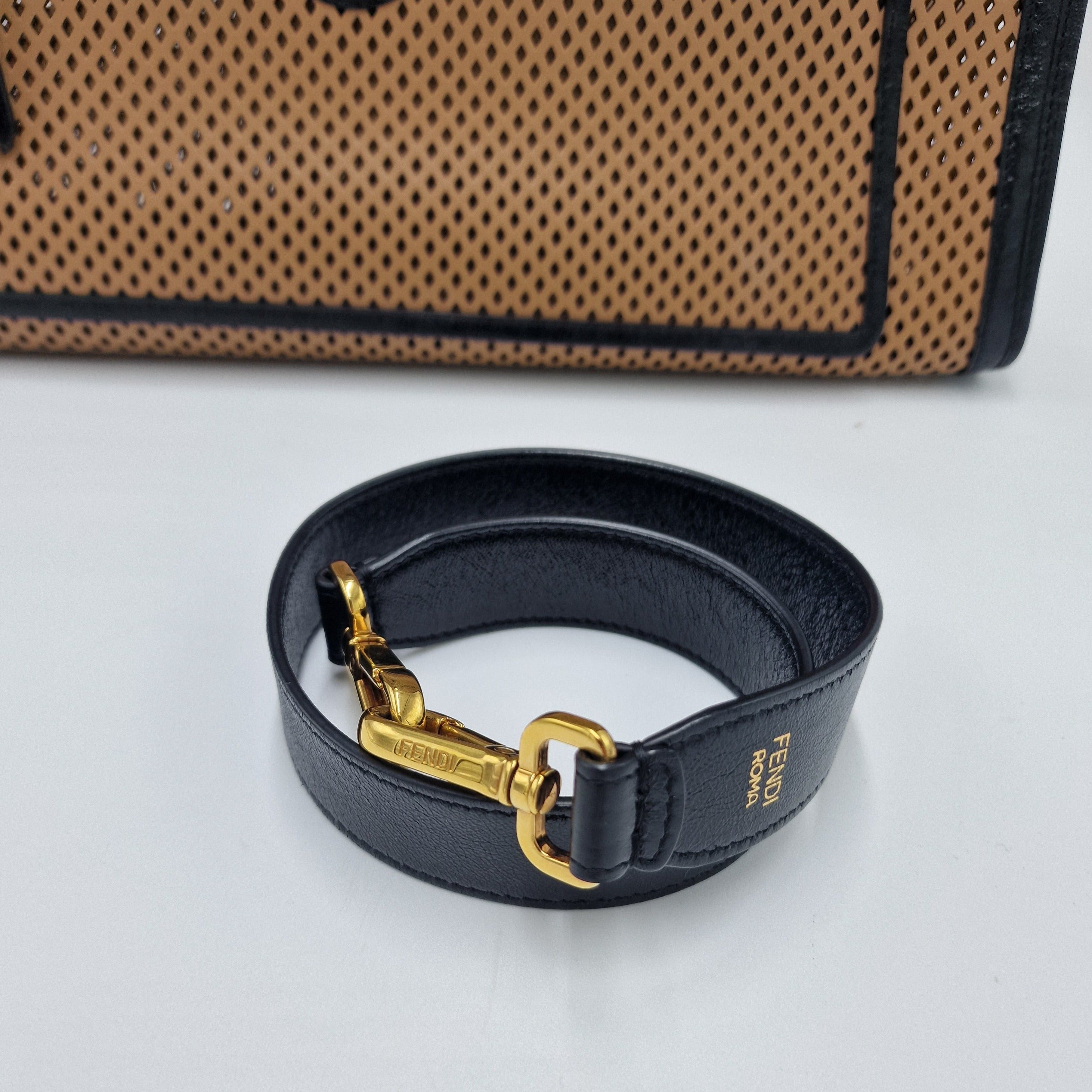 Fendi Medium Runaway Perforated Leather Shopper