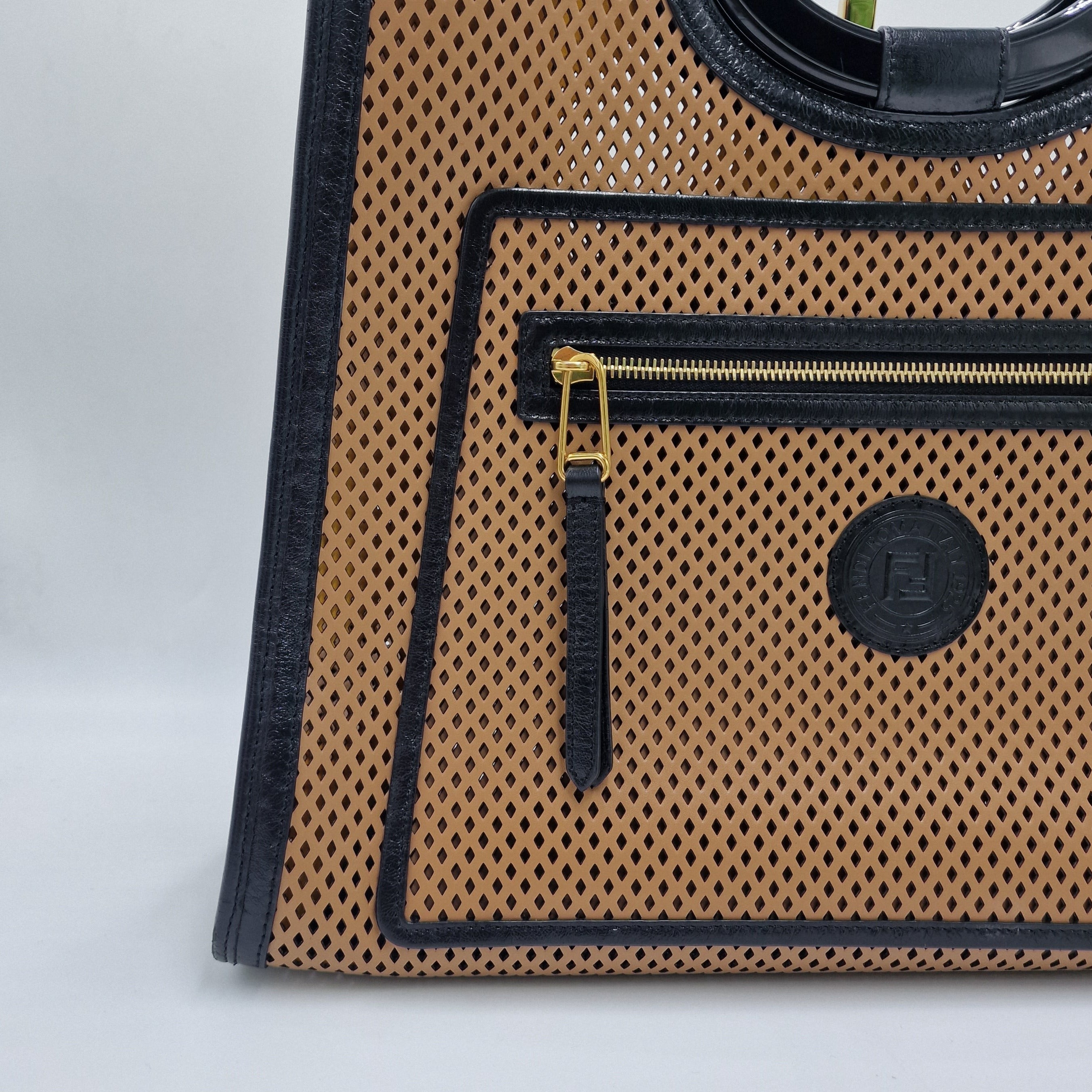 Fendi Medium Runaway Perforated Leather Shopper
