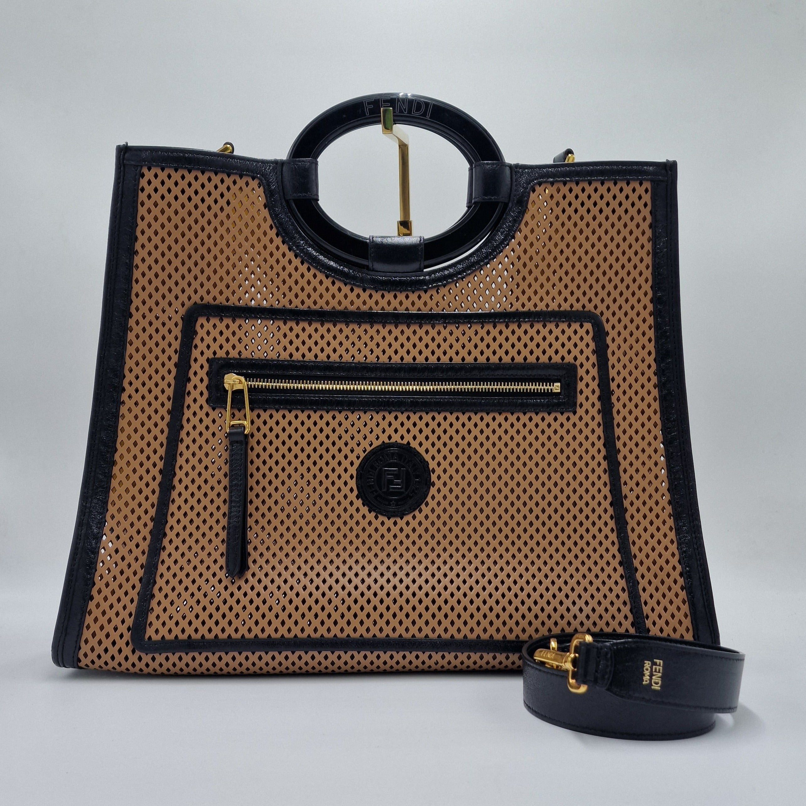 Fendi Medium Runaway Perforated Leather Shopper
