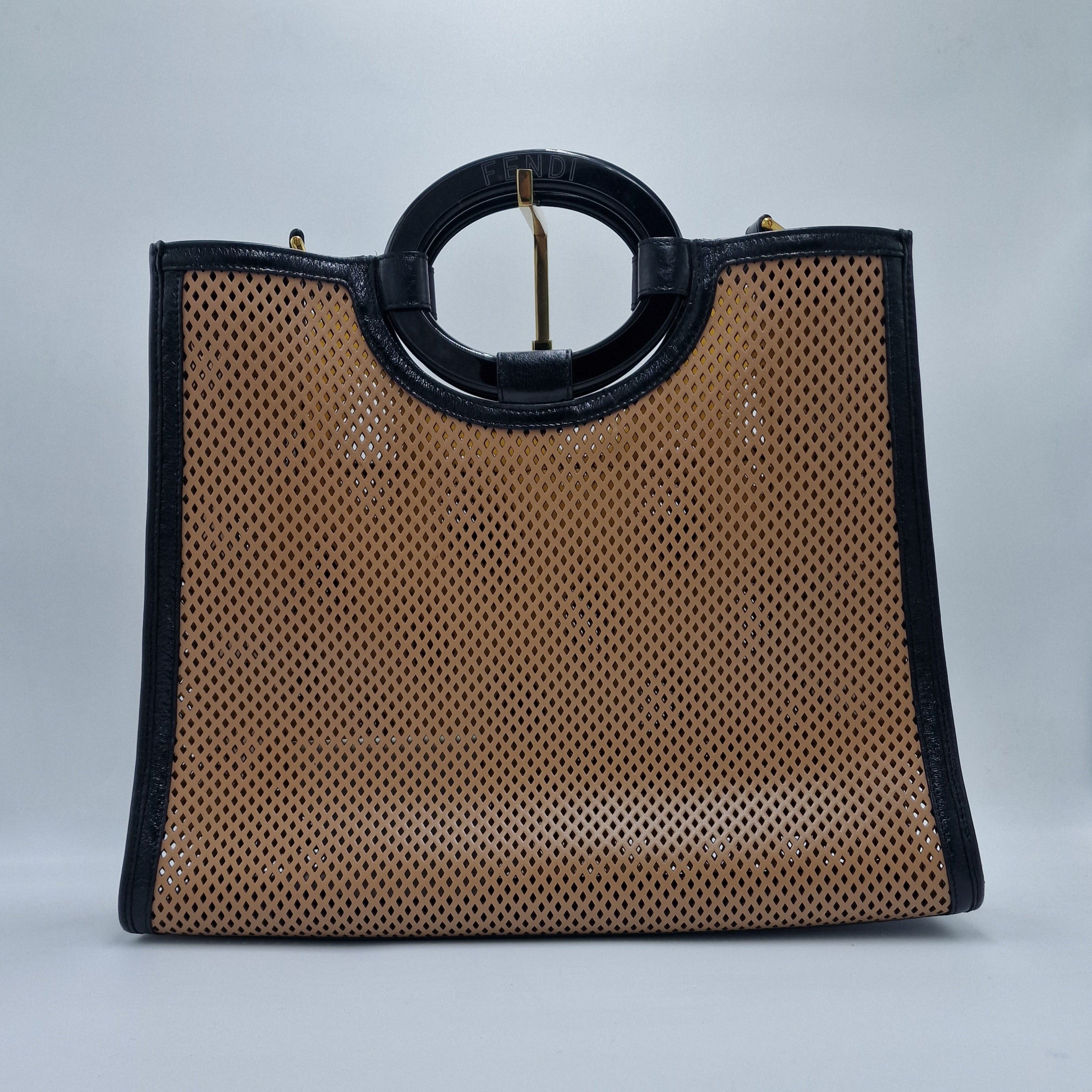 Fendi Medium Runaway Perforated Leather Shopper