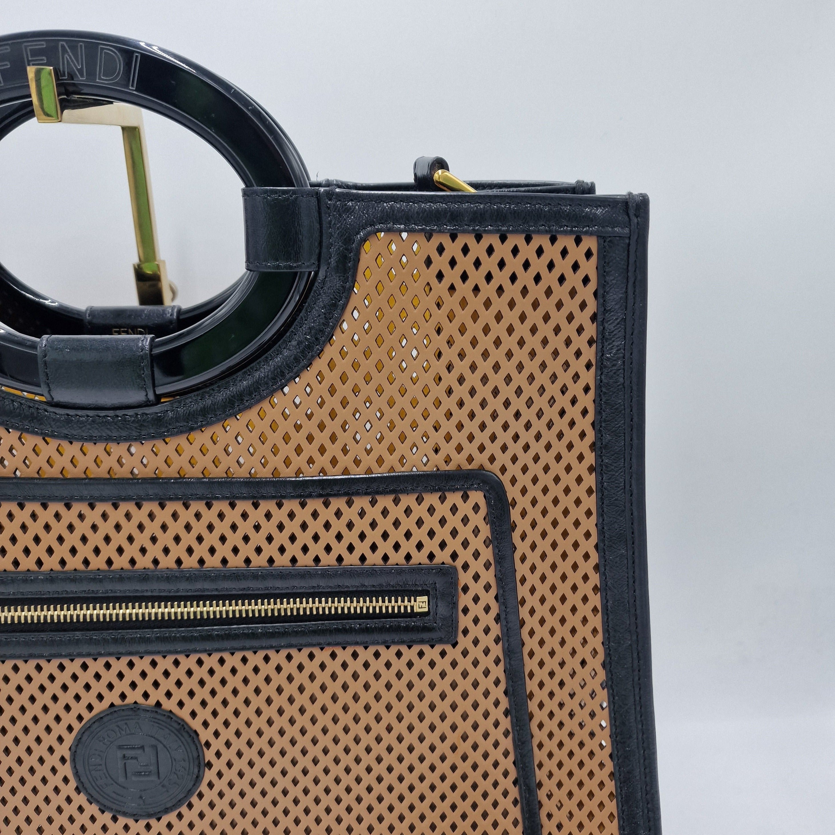 Fendi Medium Runaway Perforated Leather Shopper