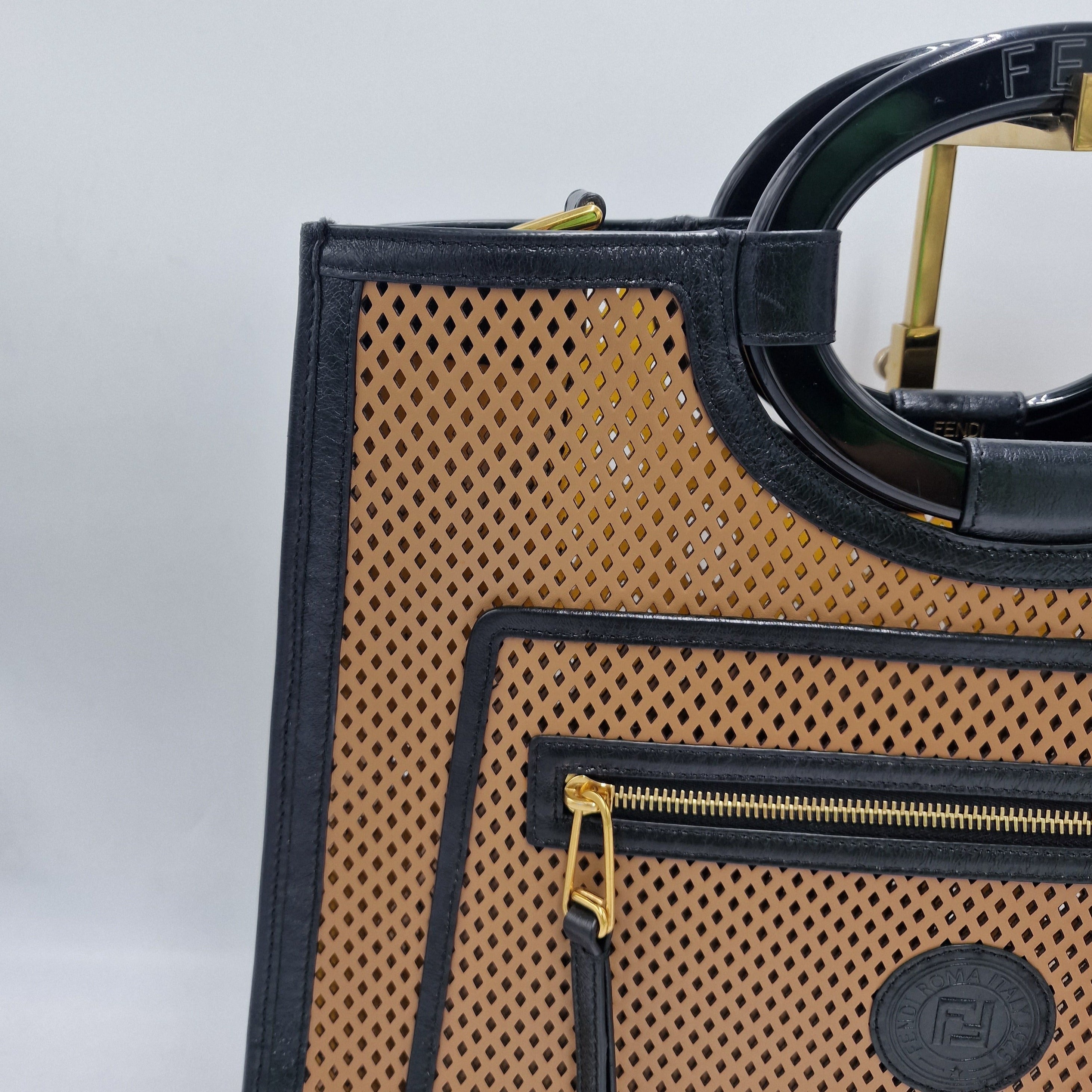 Fendi Medium Runaway Perforated Leather Shopper