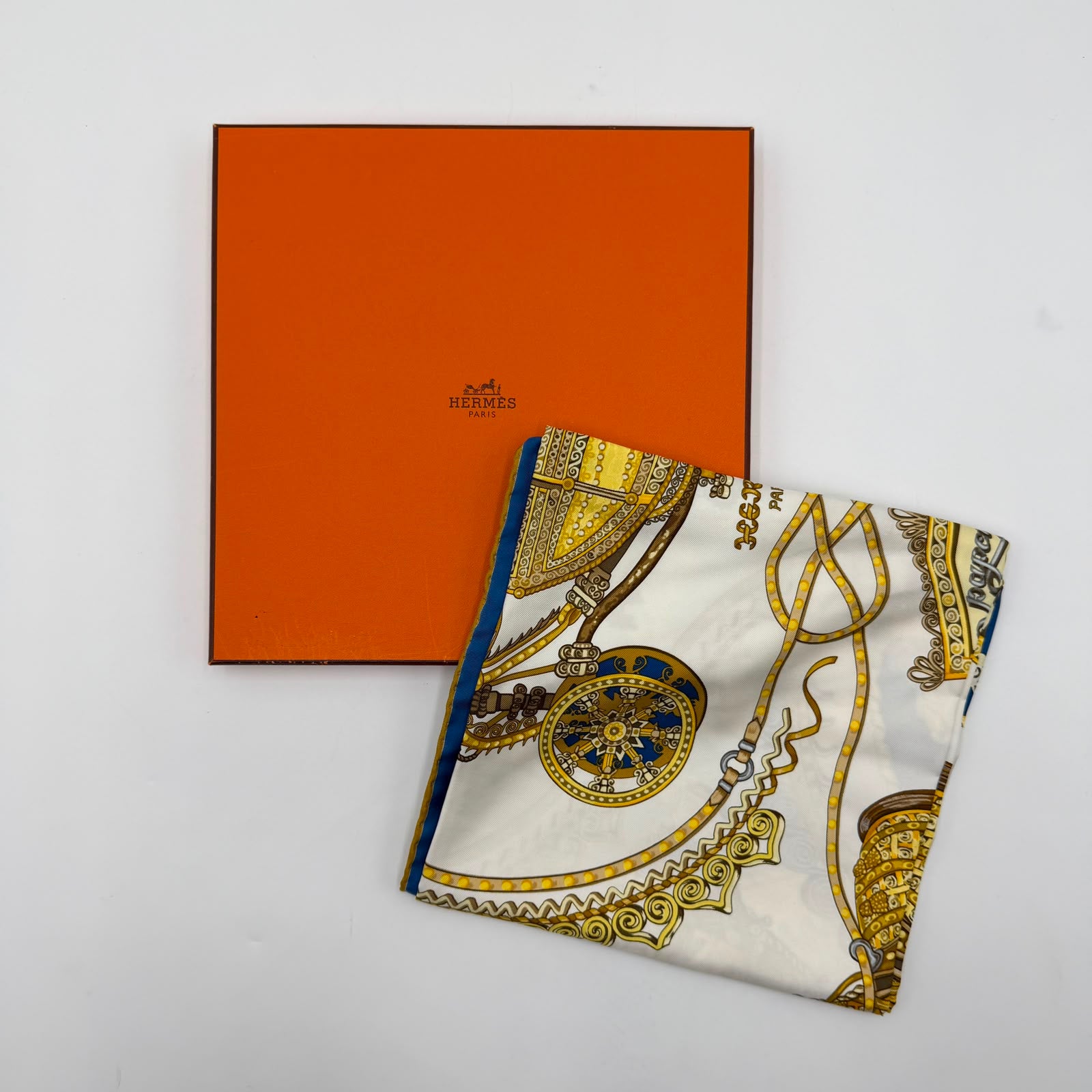 Bufanda Hermès Objets de Curiosité 90 Bleu Gris