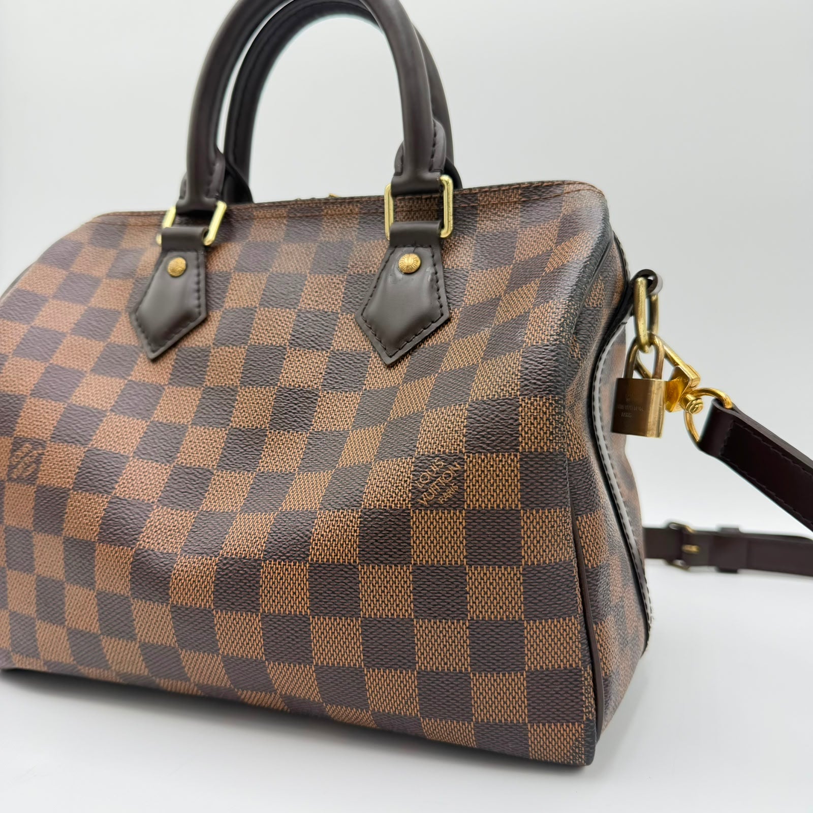 Louis Vuitton Speedy 25 Damier Ebene w/ Strap