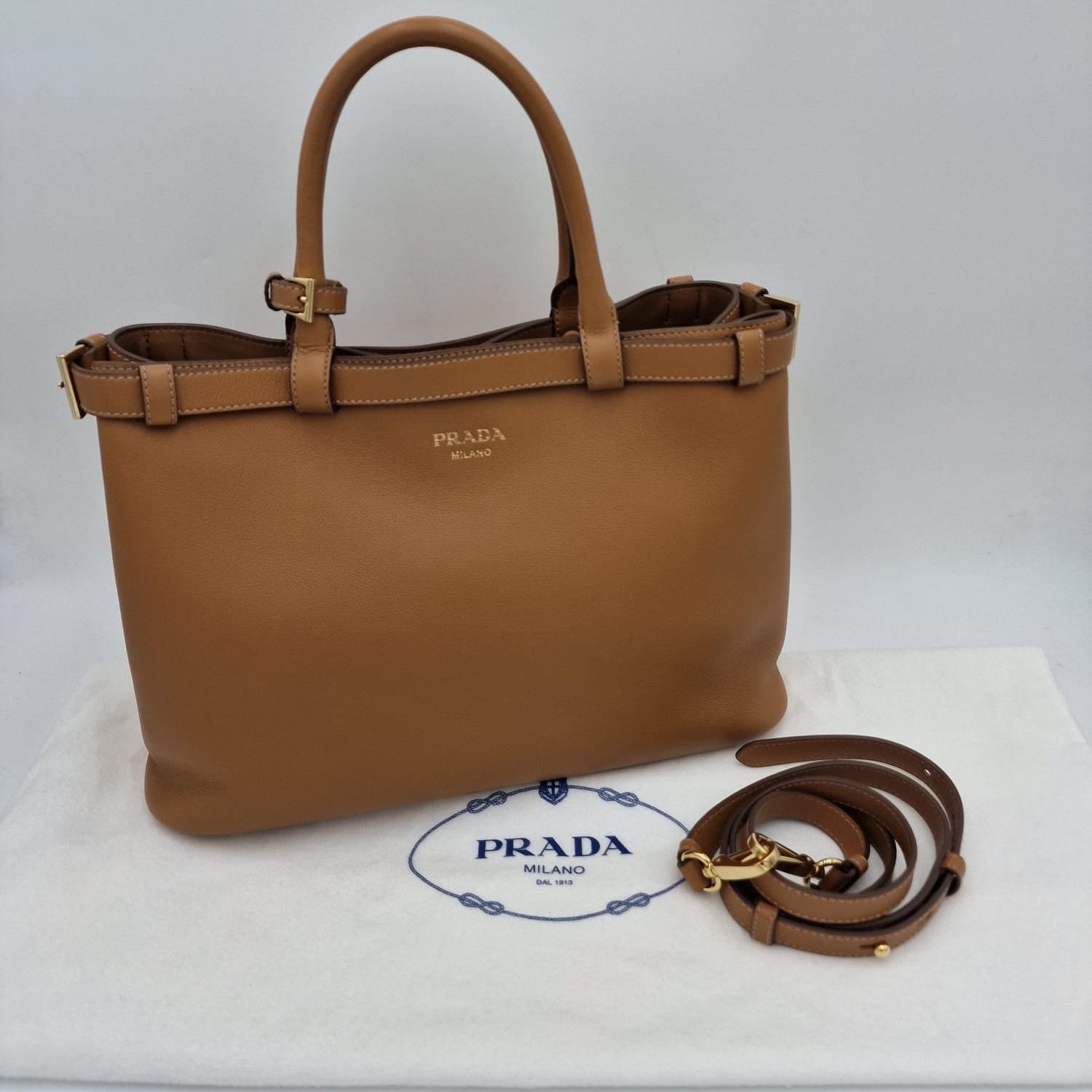 Prada Buckle Medium leather handbag with belt