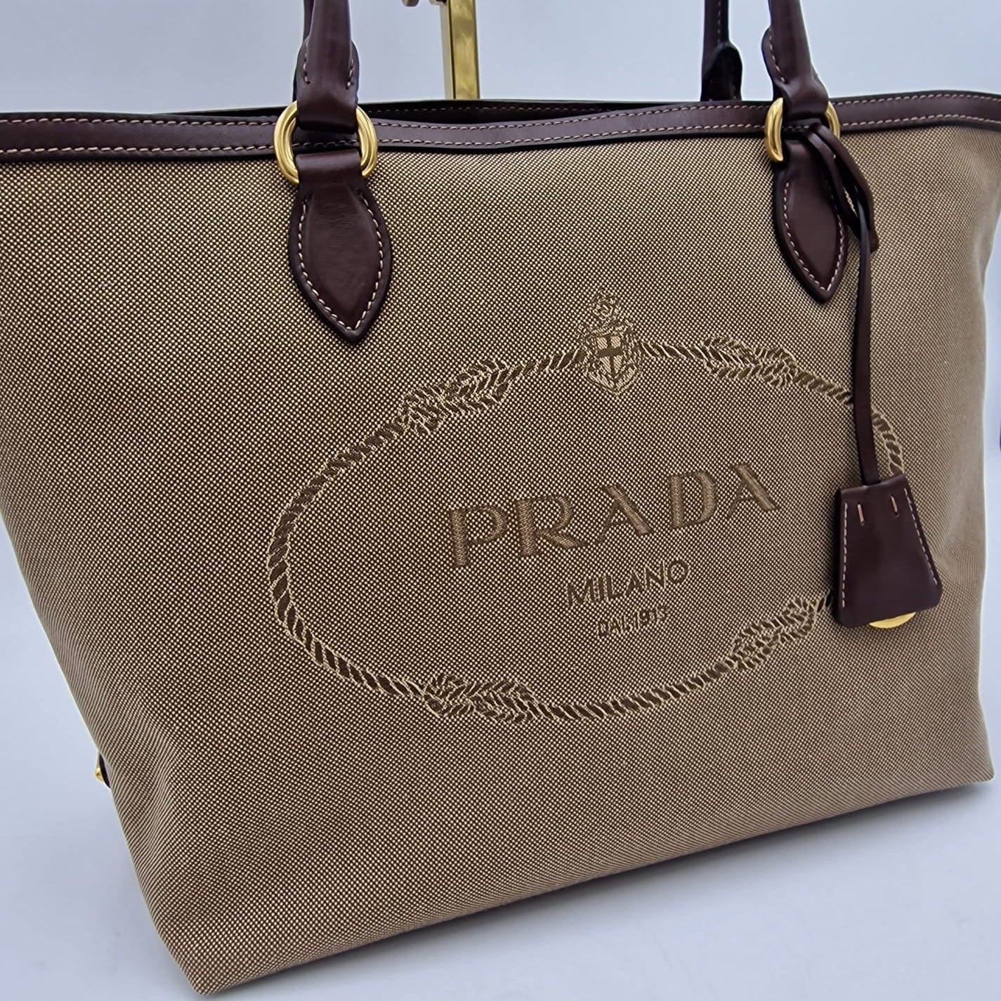 Prada Logo Canvas Tote