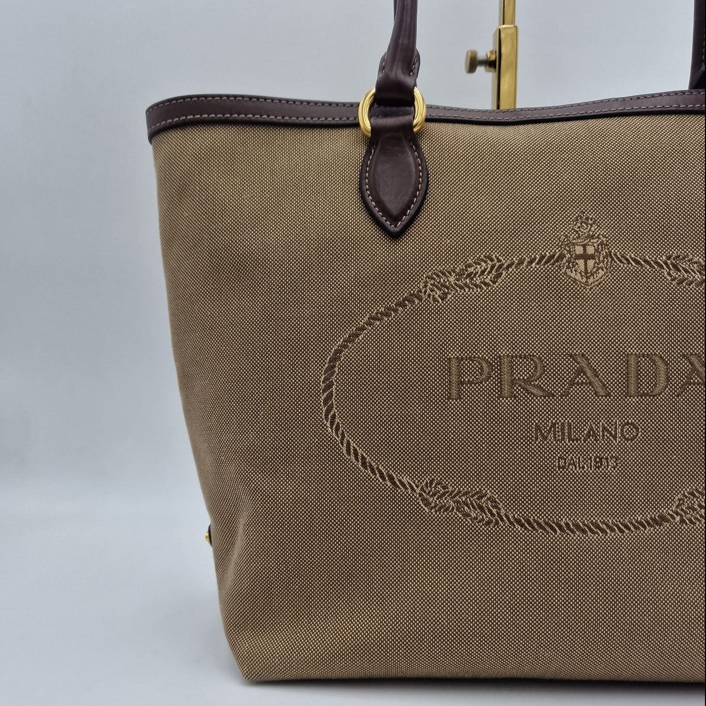 Prada Logo Canvas Tote