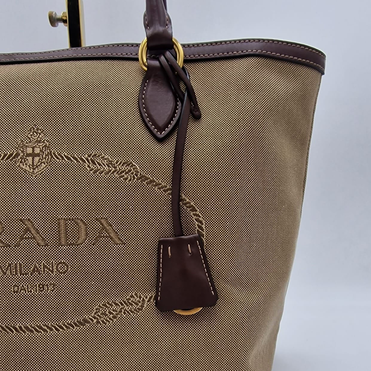 Prada Logo Canvas Tote