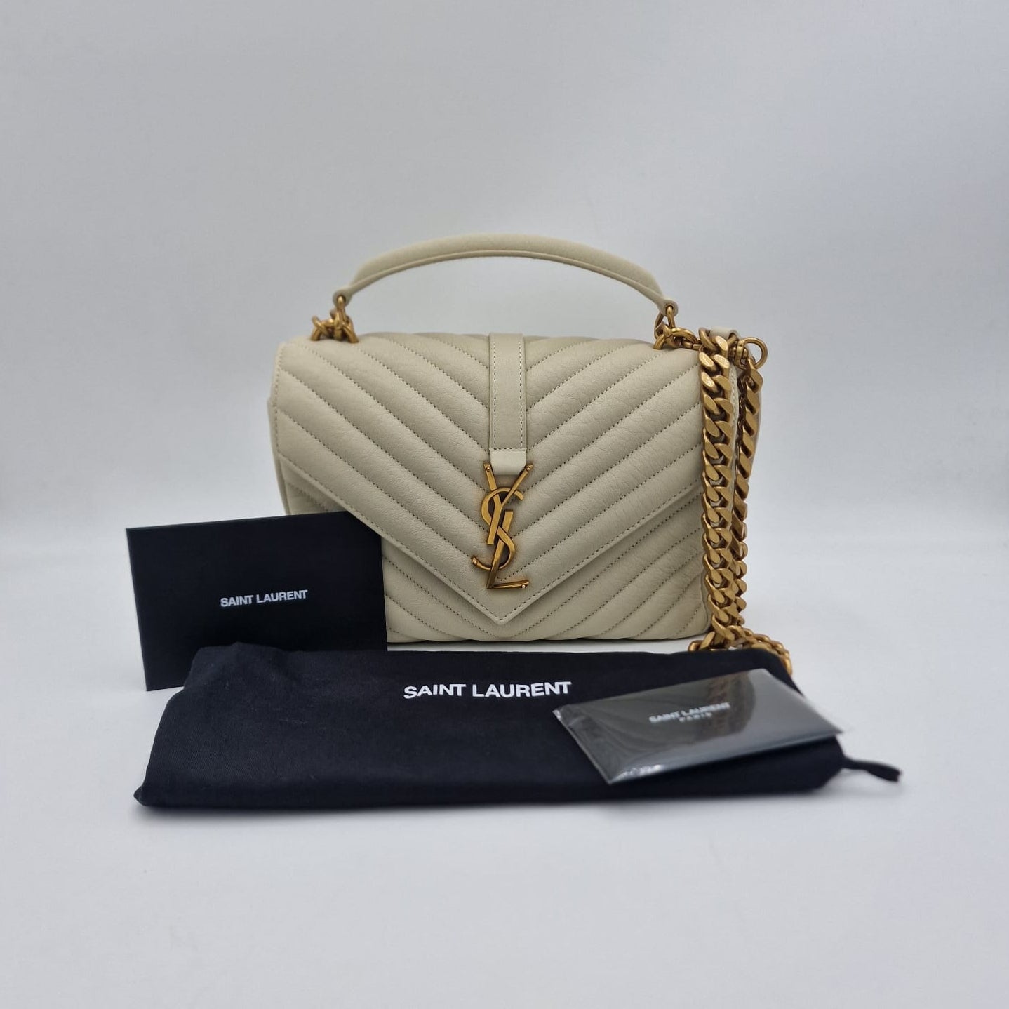Saint Laurent College Medio Blanco Vintage
