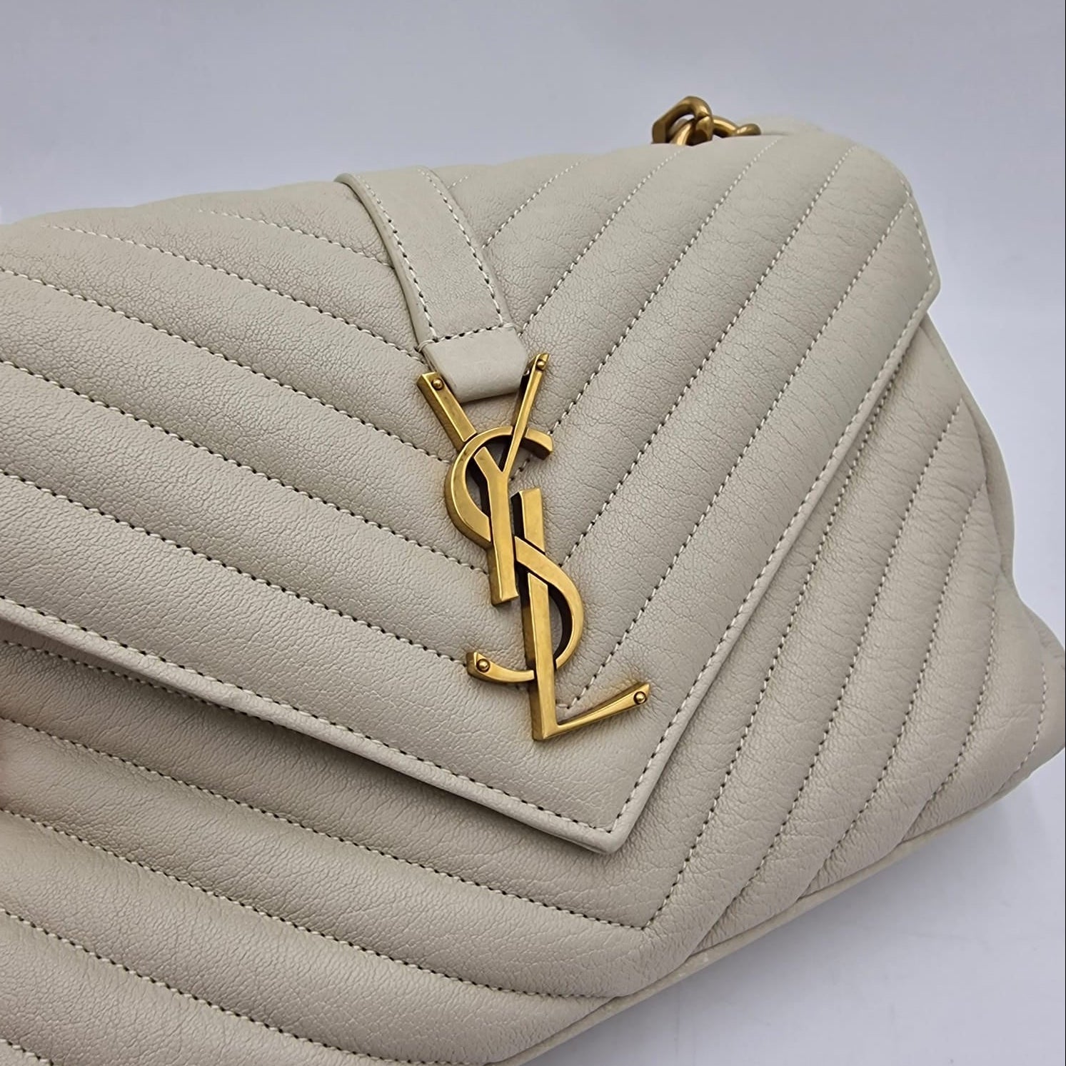 Saint Laurent College Medio Blanco Vintage
