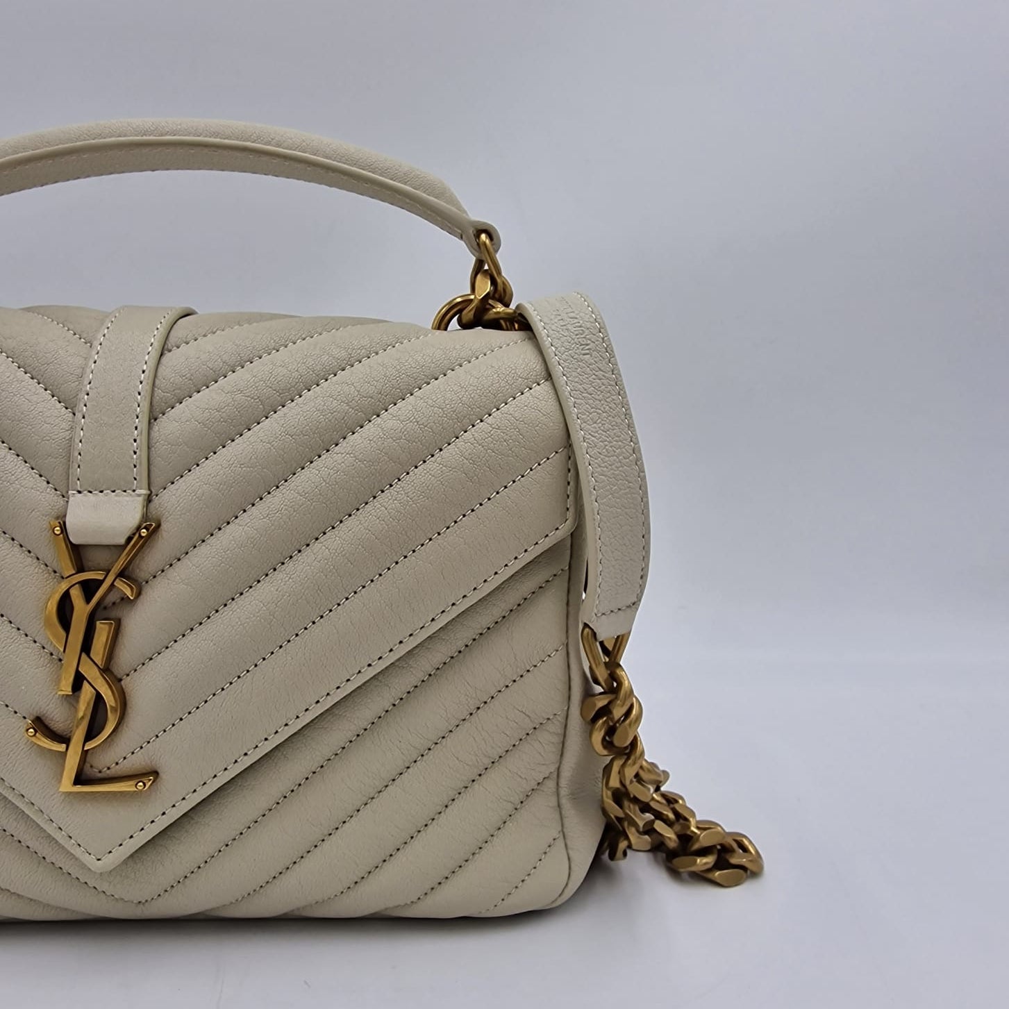 Saint Laurent College Medio Blanco Vintage