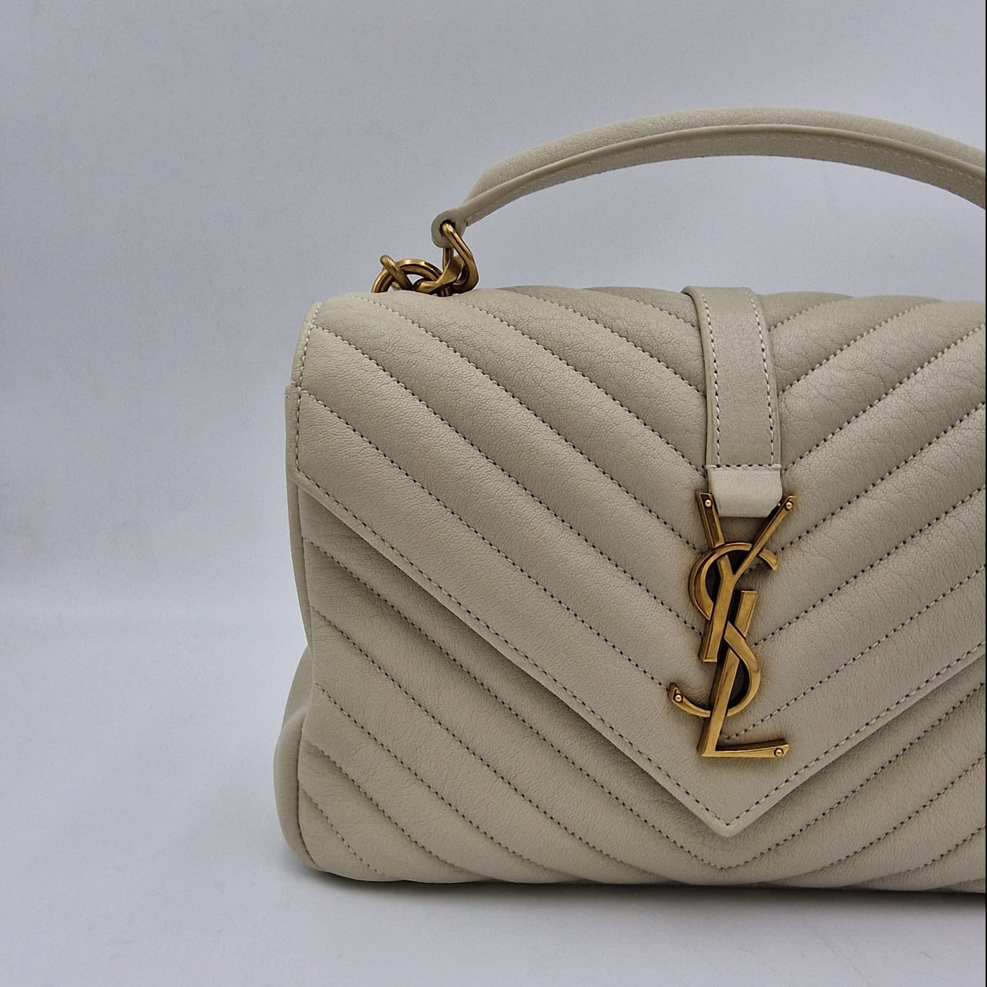 Saint Laurent College Medio Blanco Vintage