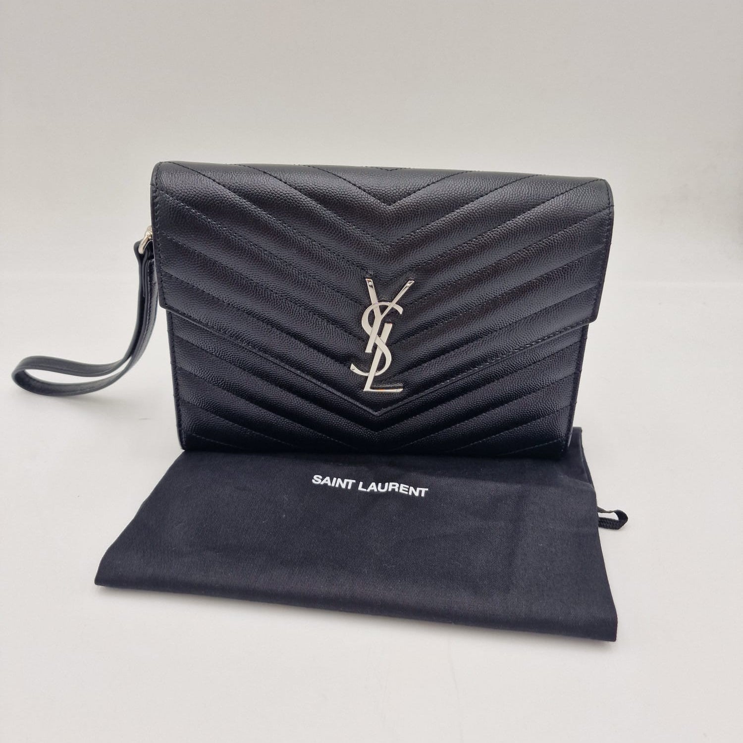 Saint Laurent New Pouch Monogram Clutch