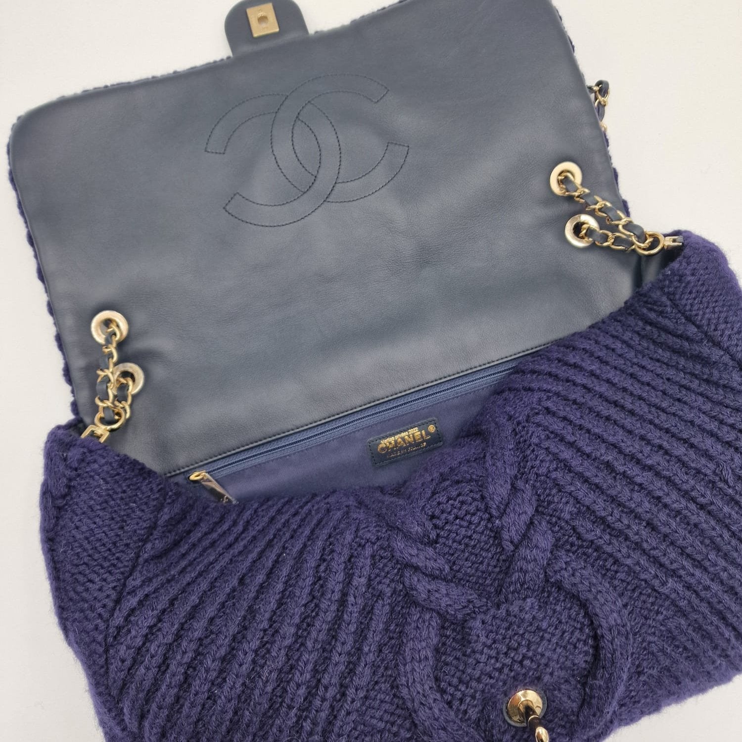 Chanel Knit Flap Large Bag
