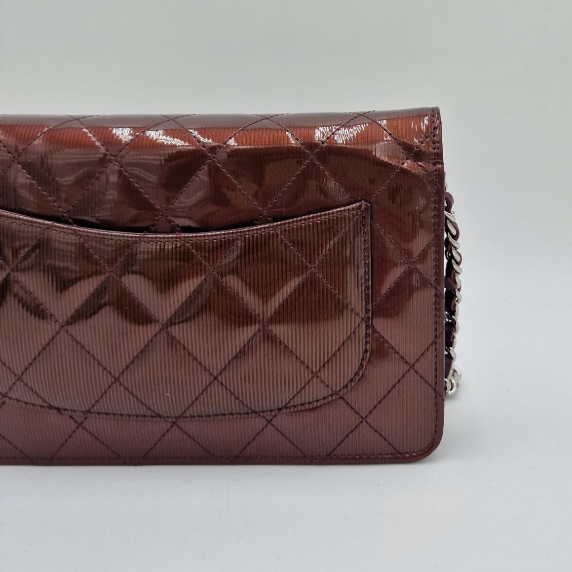 Chanel Quilted Patent Leather Wallet On Chain