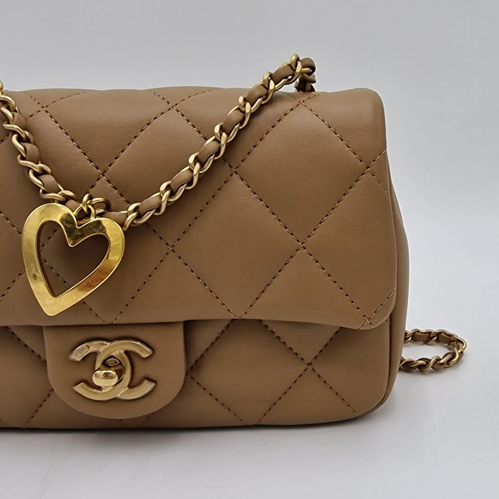 Chanel Mini Rectangular Heart Charms Flap Bag