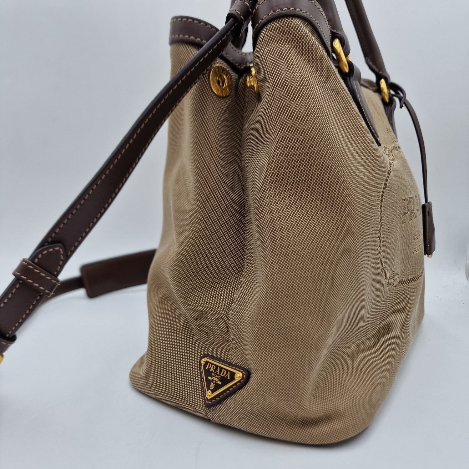 Prada Logo Canvas Tote