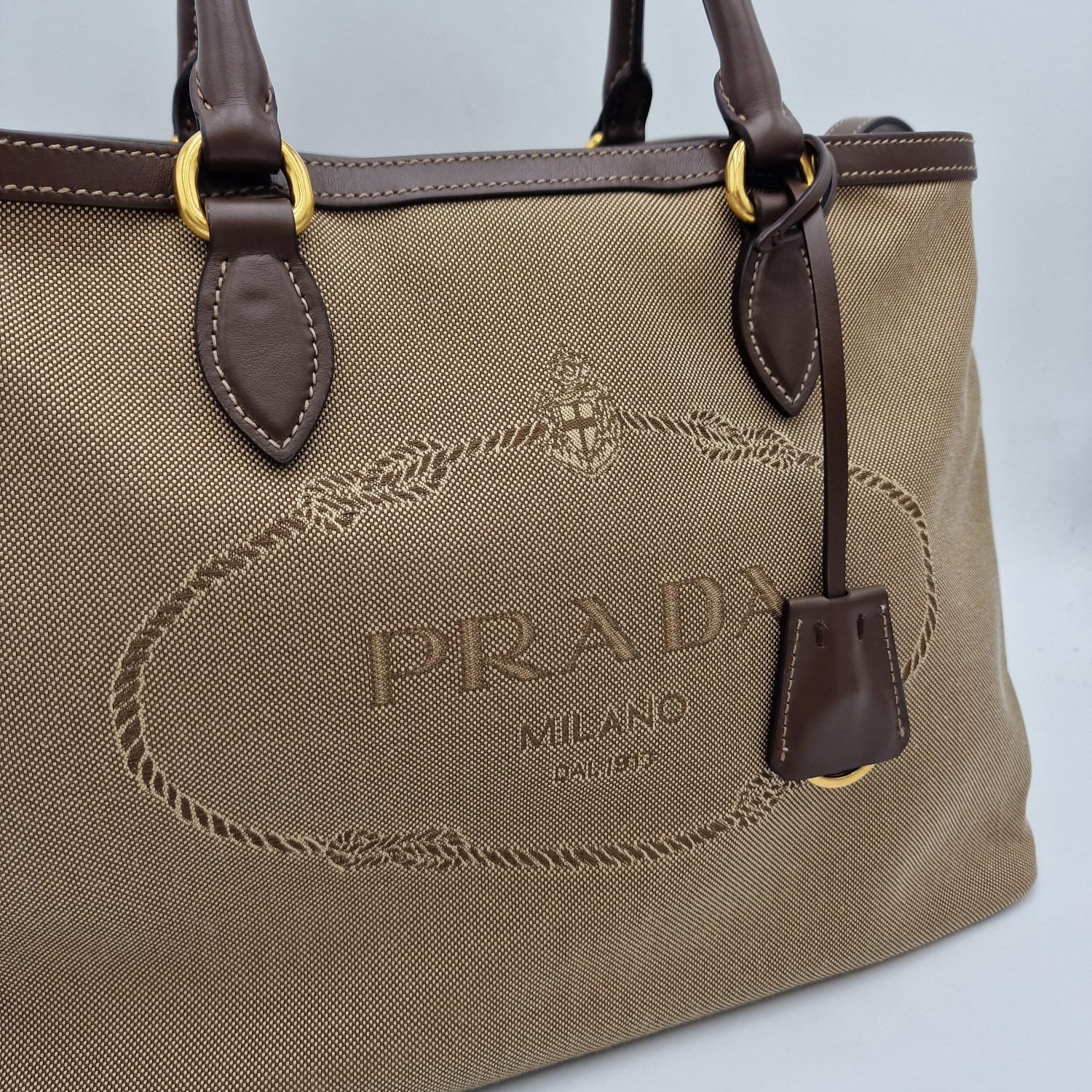 Prada Logo Canvas Tote