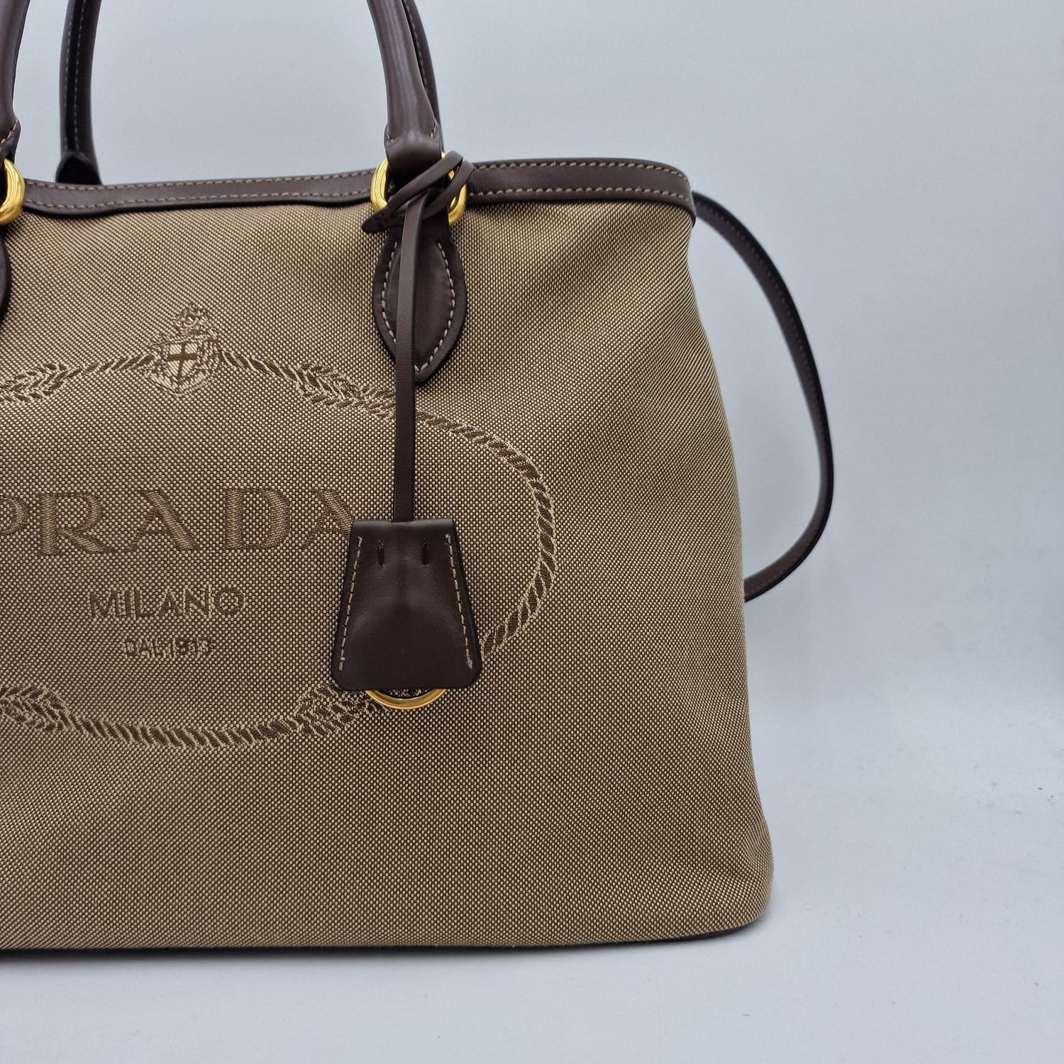 Prada Logo Canvas Tote
