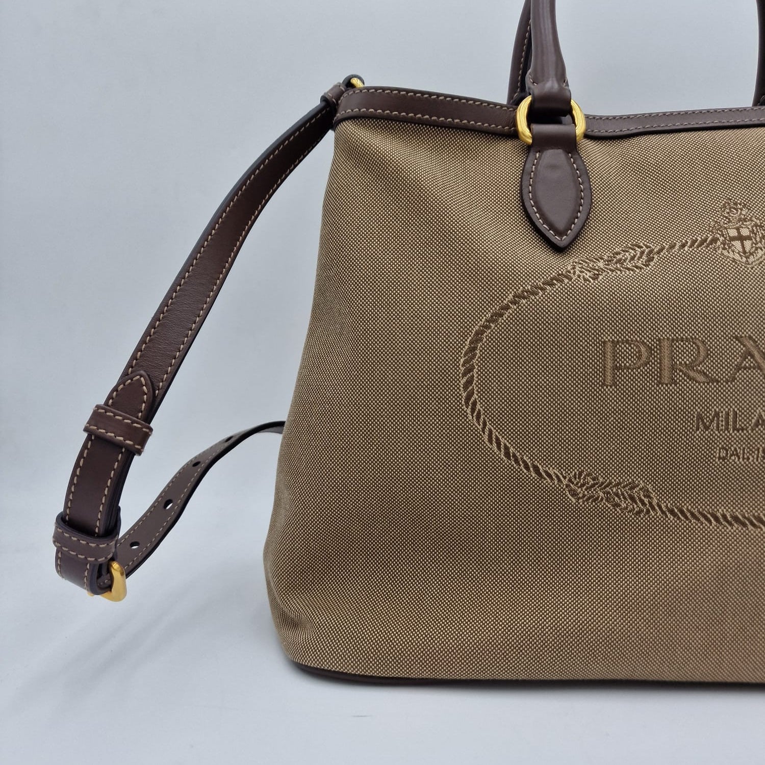 Prada Logo Canvas Tote