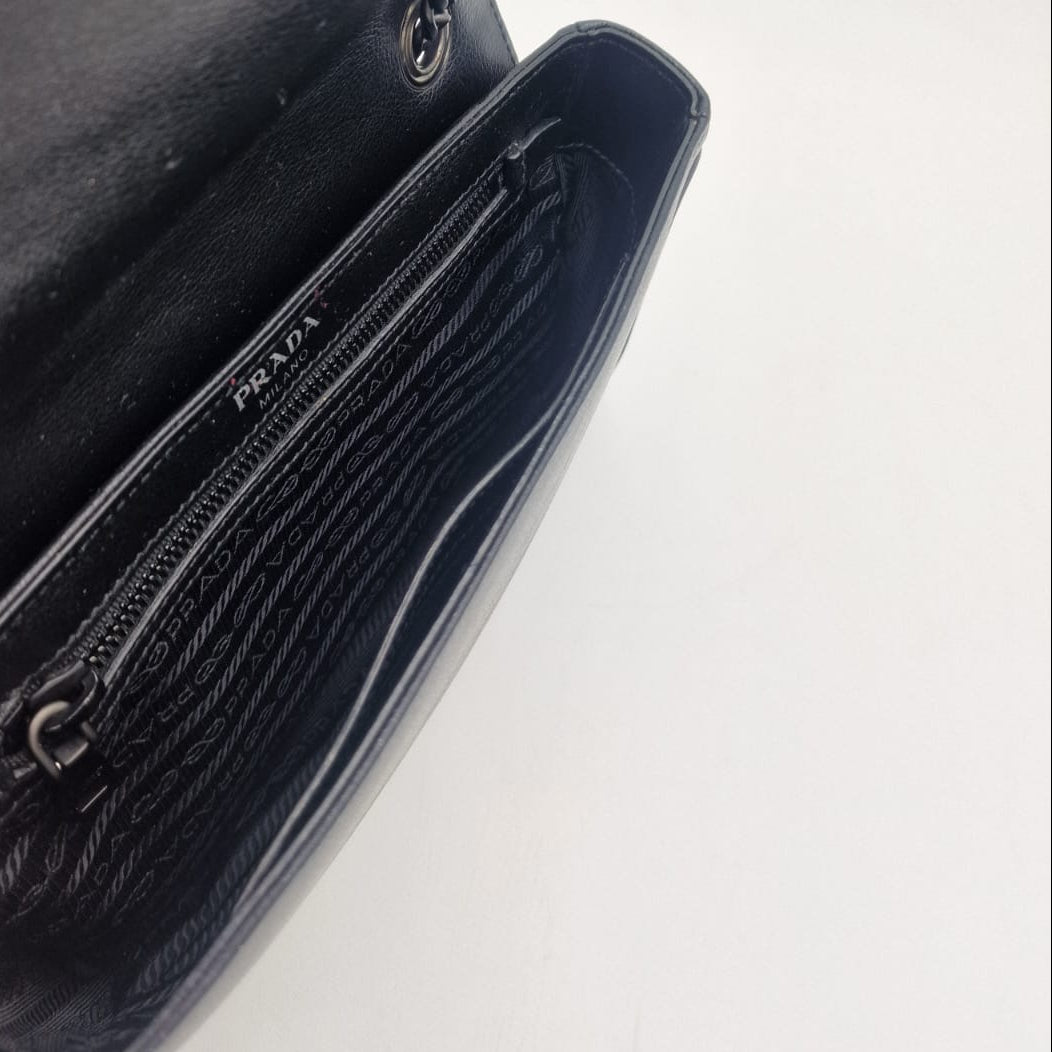 Prada Glace Calfskin Studded Crossbody Bag