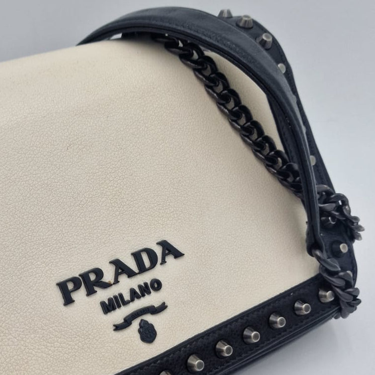Prada Glace Calfskin Studded Crossbody Bag