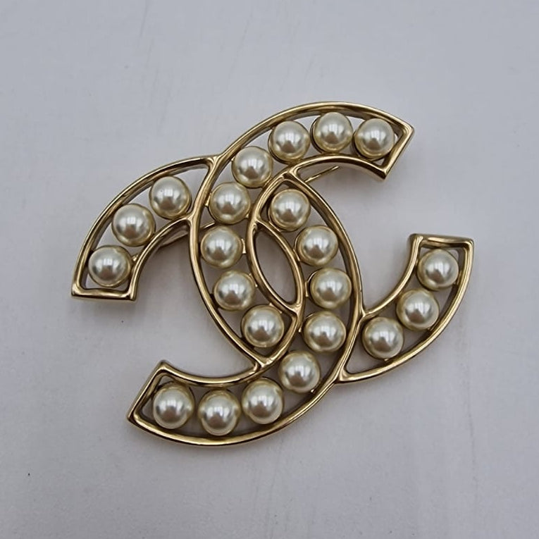 Chanel Glass Pearl CC Brooch