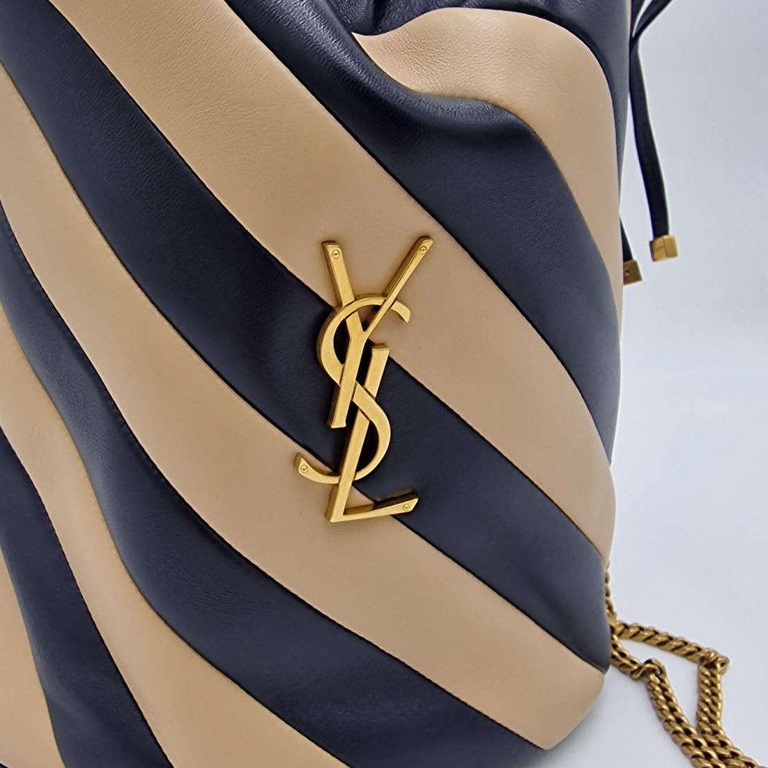 Saint Laurent Alix Striped Bucket