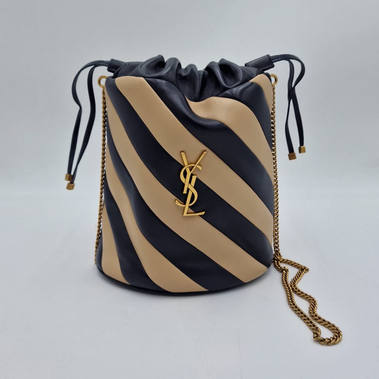 Saint Laurent Alix Striped Bucket