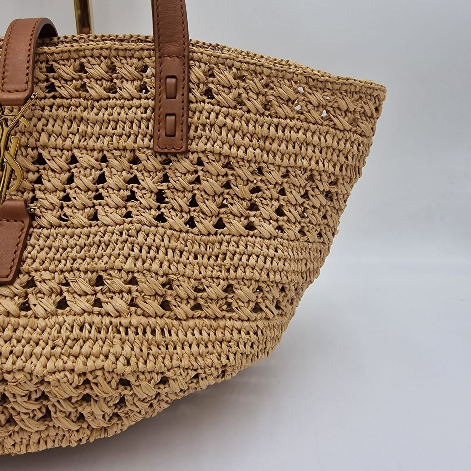 Saint Laurent Small Basket Rafia Tote