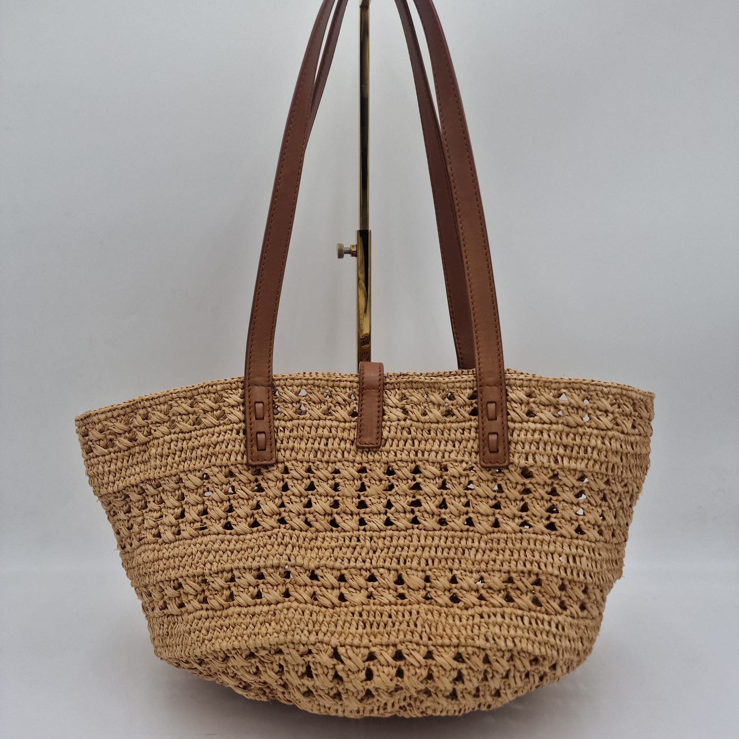 Saint Laurent Small Basket Rafia Tote