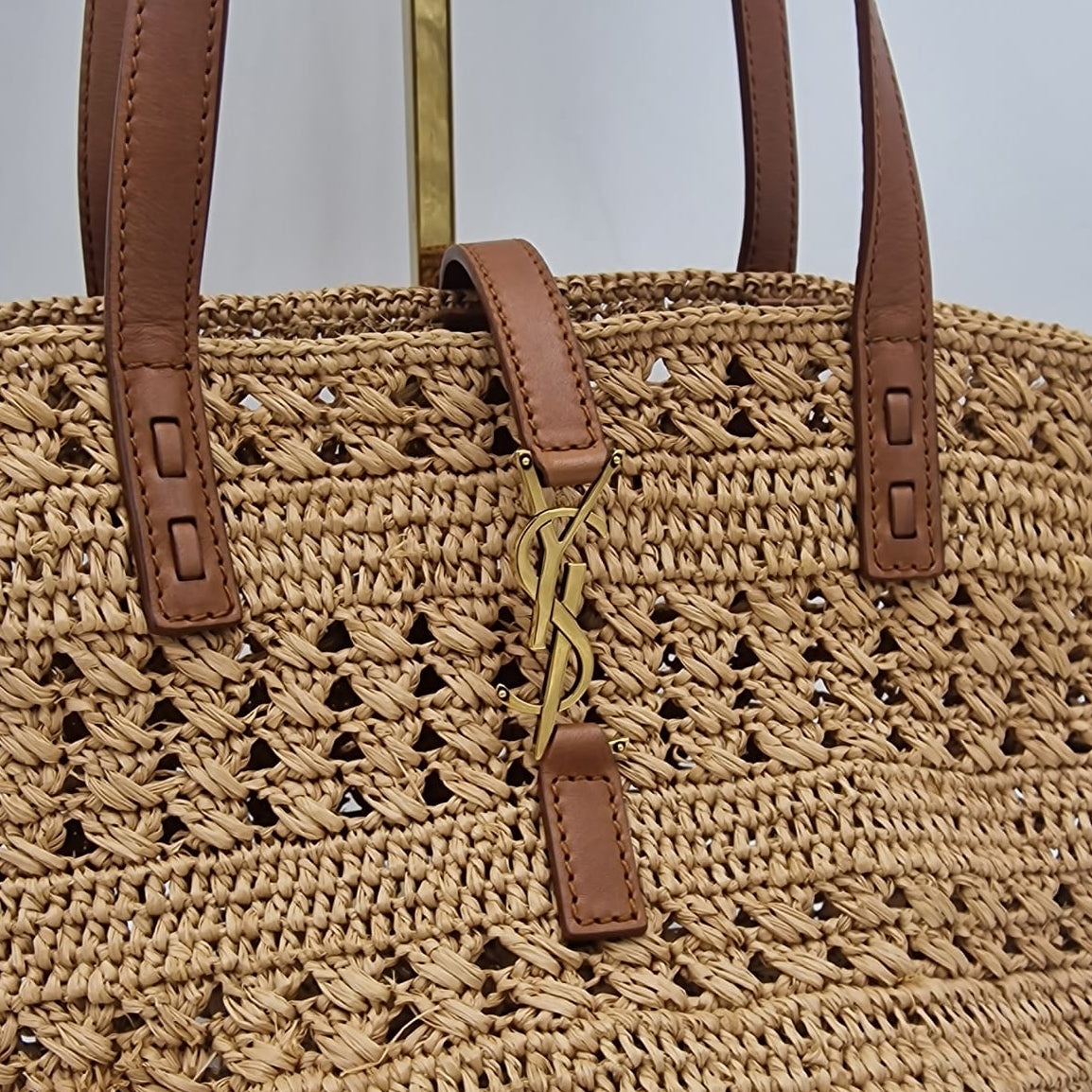 Saint Laurent Small Basket Rafia Tote