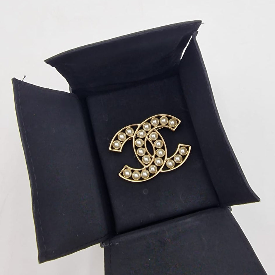 Chanel Glass Pearl CC Brooch