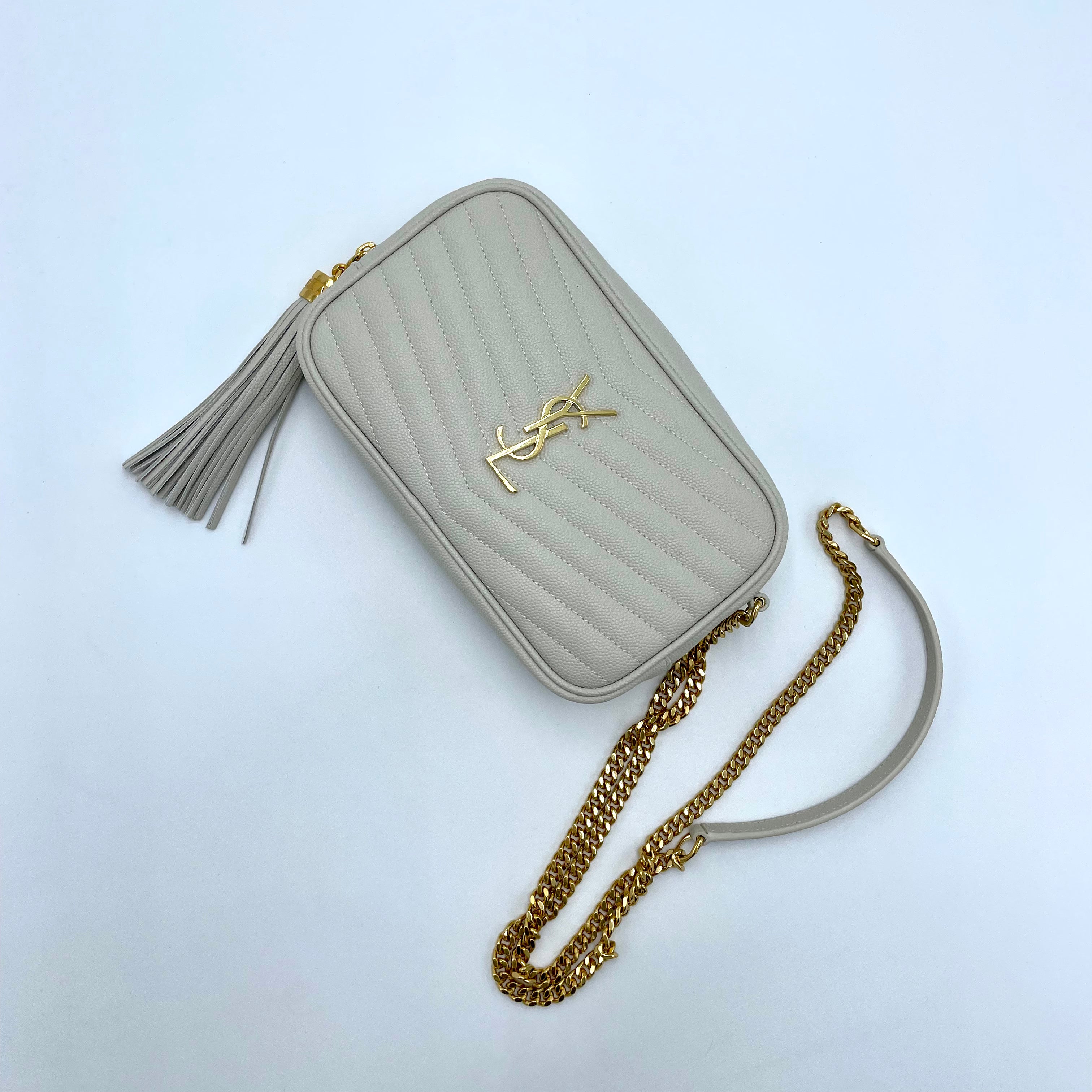 Saint Laurent Lou Mini Bolso Blanco Vintage