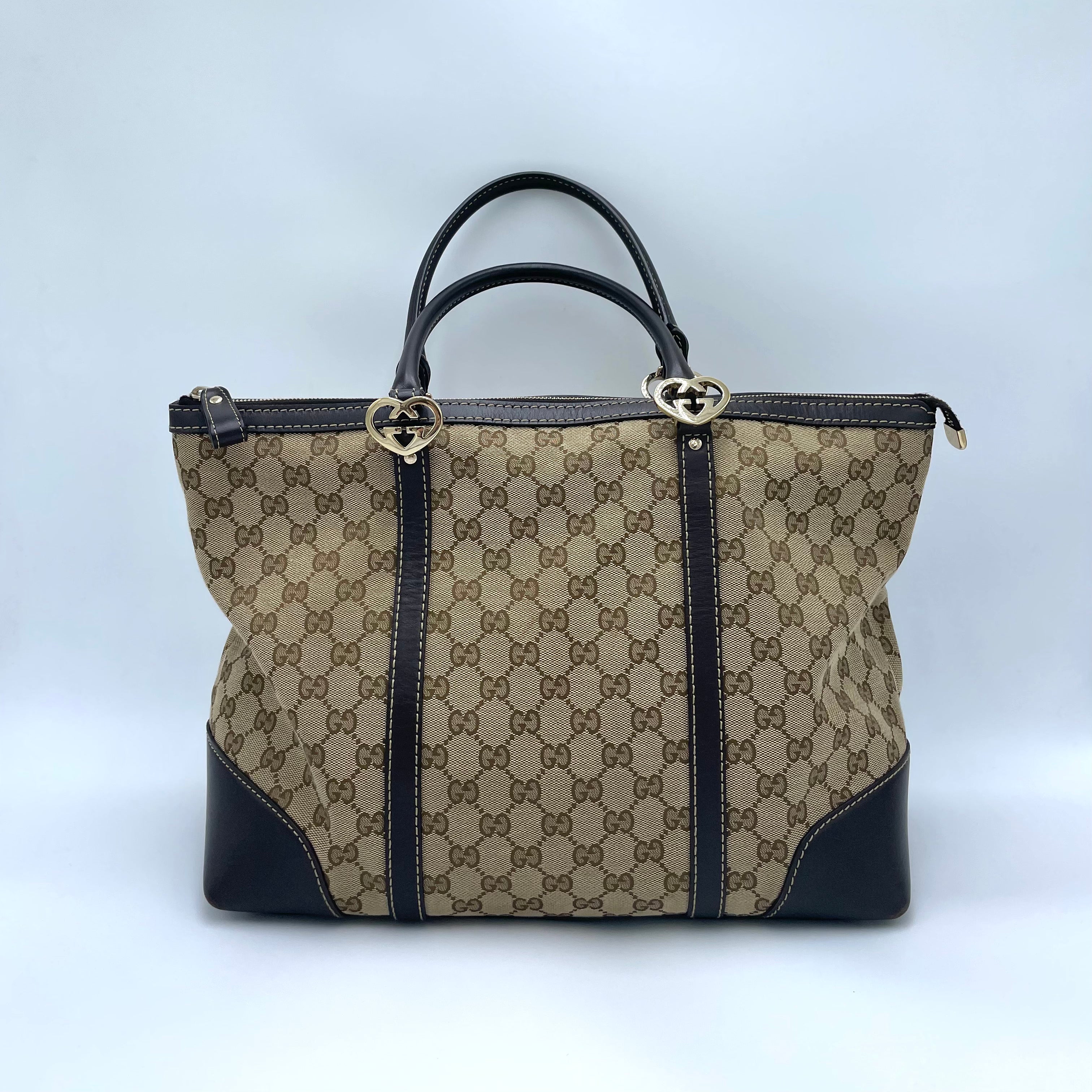 Gucci Lovely Heart Interlocking G Tote GG Canvas