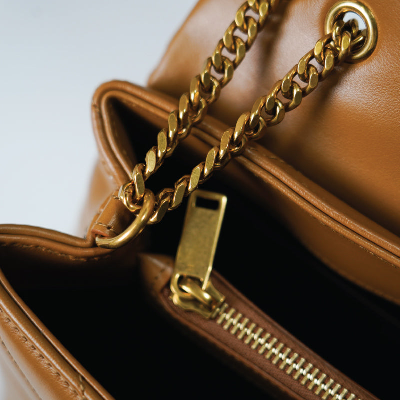 Saint Laurent Loulou Small Leather Bag Dark Naturel 